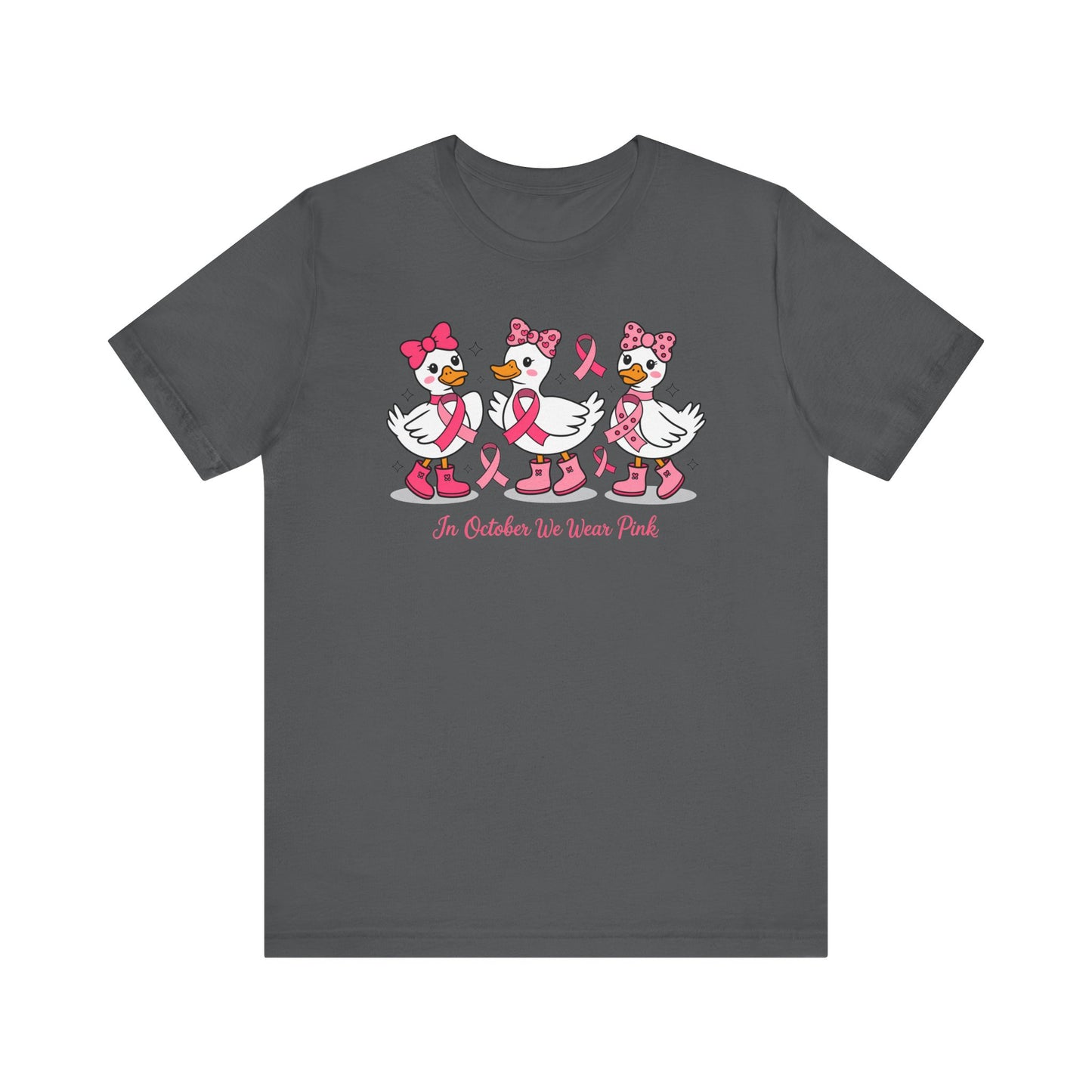 🎀🦆 In October We Wear Pink Duck T-Shirt – Cute Breast Cancer Awareness Tee 💖✨
