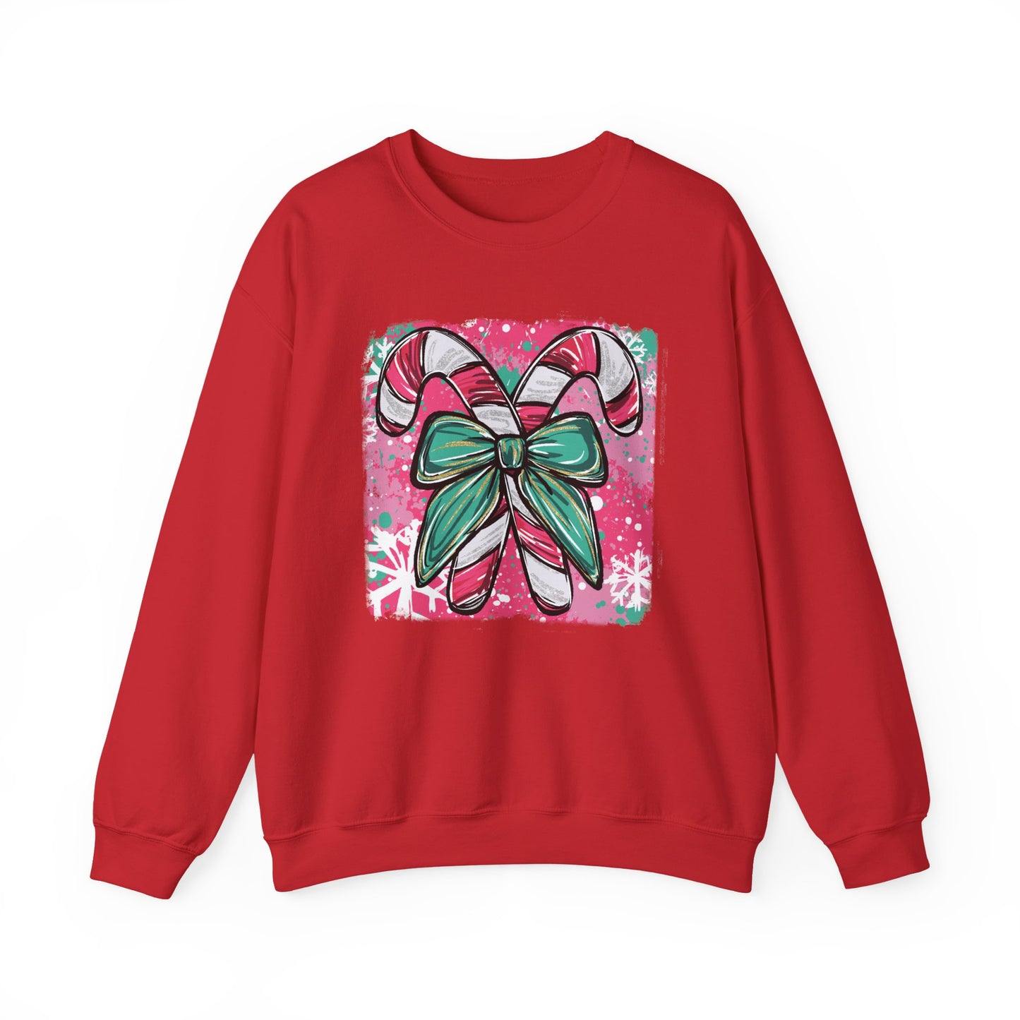 🍭✨ Candy Cane Bow Sweatshirt – Sweet Holiday Style 💖🎀