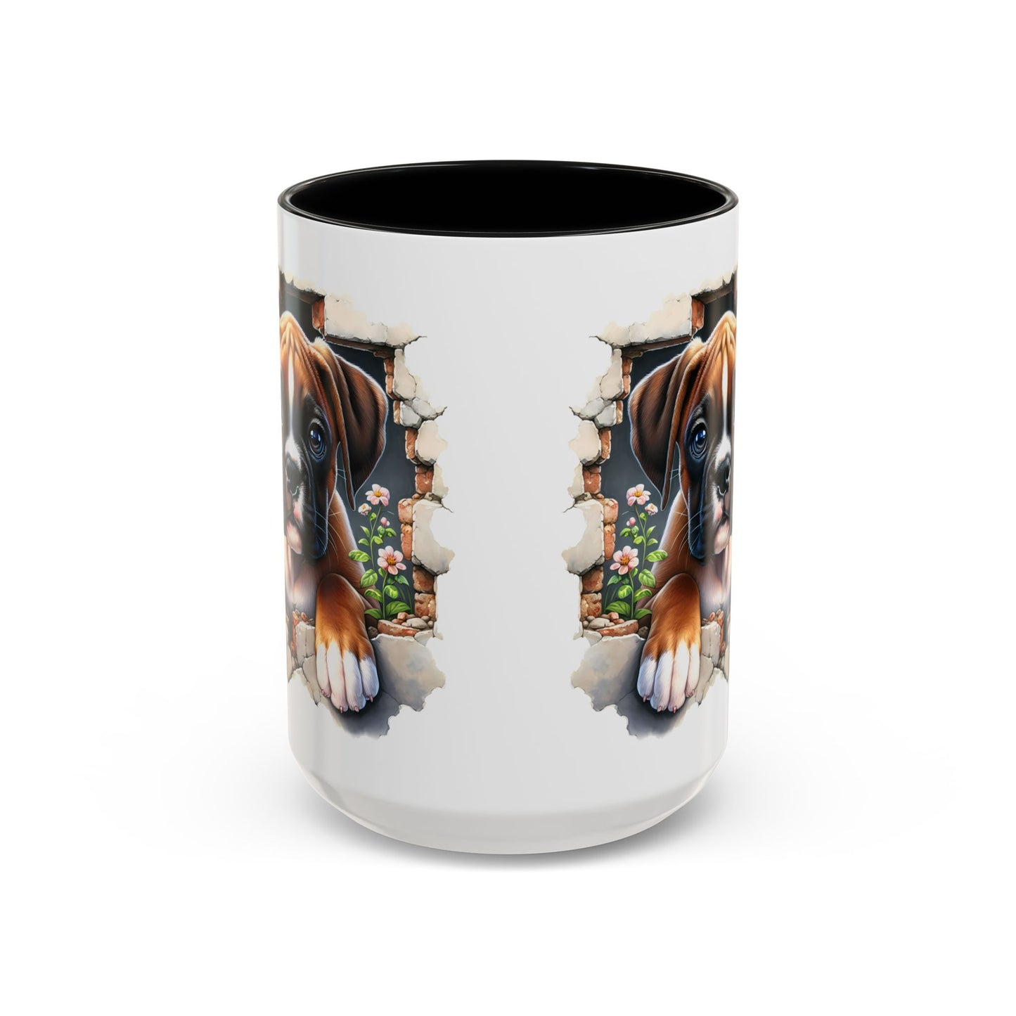 🐶☕ Boxer Puppy Peek Accent Mug – Adorable Dog Lover Gift ✨💛