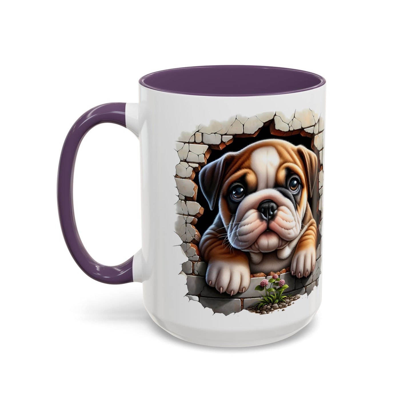 🎀🐶 English Bulldog Puppy Accent Mug – Cute Peek-Through Dog Design for Animal Lovers ☕💖
