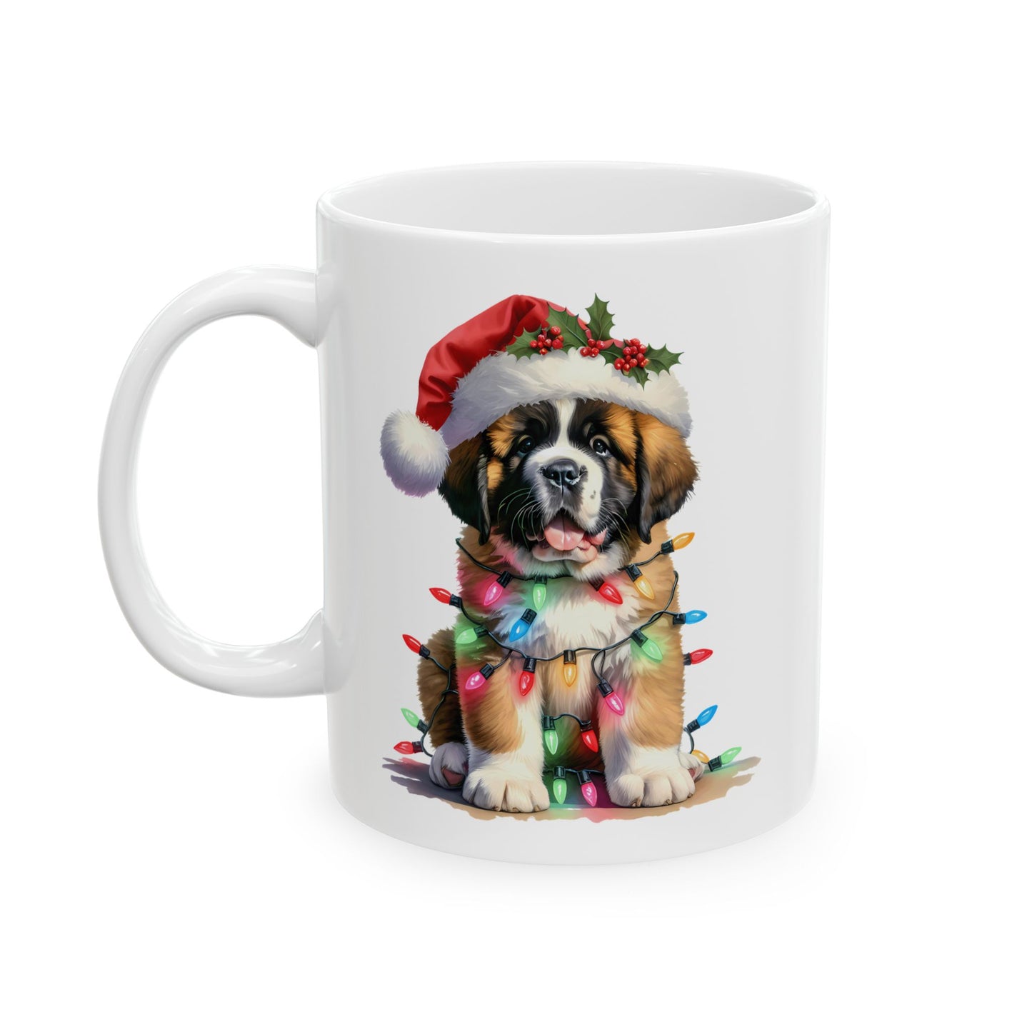 🎄 Saint Bernard Christmas Lights Mug – Festive Cheer with a Fluffy Twist 🐶