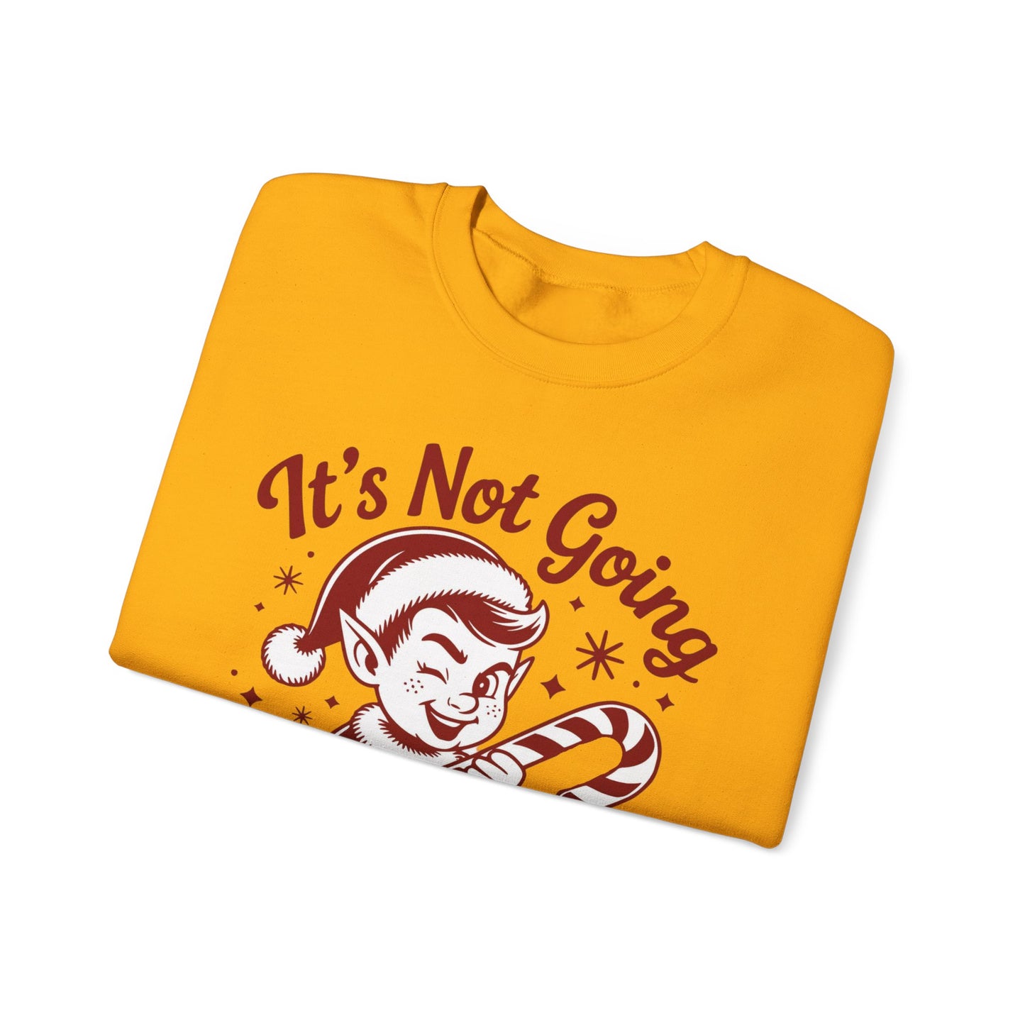 🍭😅 “It’s Not Going To Lick Itself” Men’s Funny Elf Sweatshirt – Bold Candy Cane Humor Crewneck