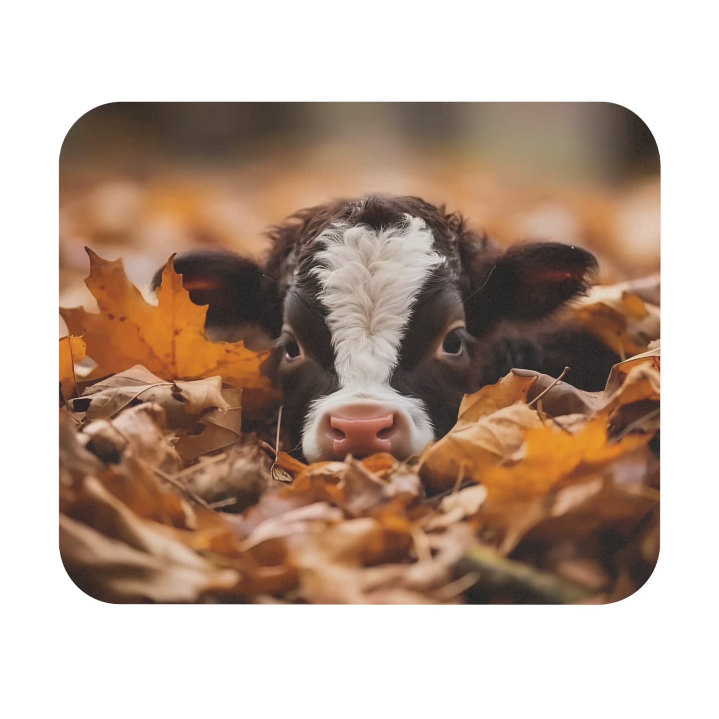🖱️🍁🐮 Fall Calf Mouse Pad – Cozy Autumn Leaves Desk Art