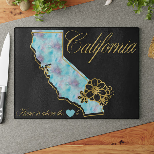 🪷 California Floral State Cutting Board – Watercolor West Coast Elegance for Your Kitchen 🌊