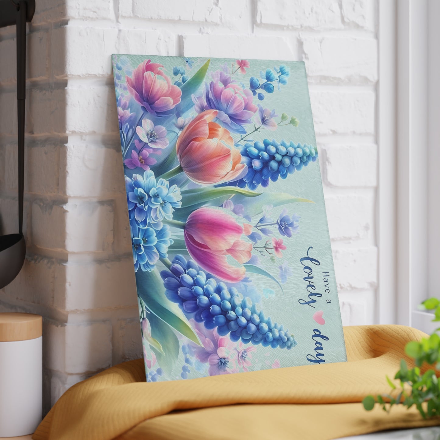 Have a Lovely Day Tempered Glass Cutting Board – Floral Kitchen Décor