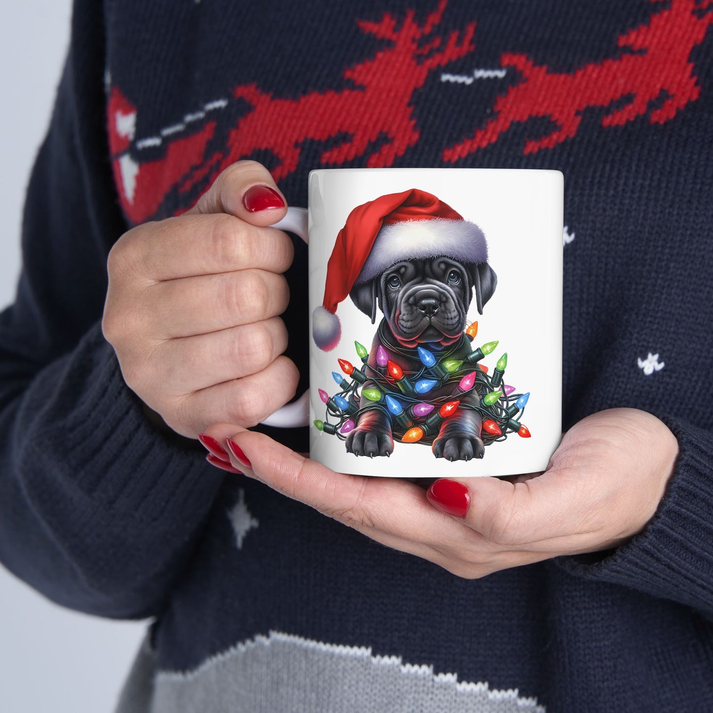 🎄 Cane Corso Christmas Lights Mug – Big Pup Energy for the Holidays 🎅🐾