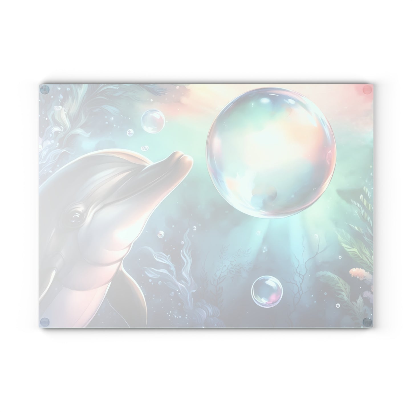 Tabla de cortar con diseño de delfín, vidrio templado con vibrantes escenas de delfines, regalo para chef, regalo para ella, regalo de boda o inauguración de la casa.
