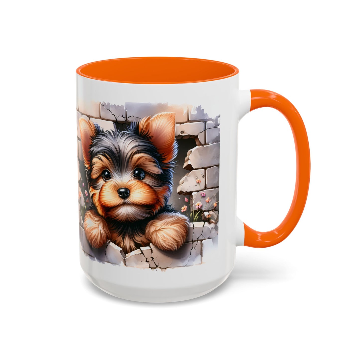 🎀🐶 Yorkie Puppy Accent Mug – Cute Peek-Through Dog Design for Animal Lovers ☕💖