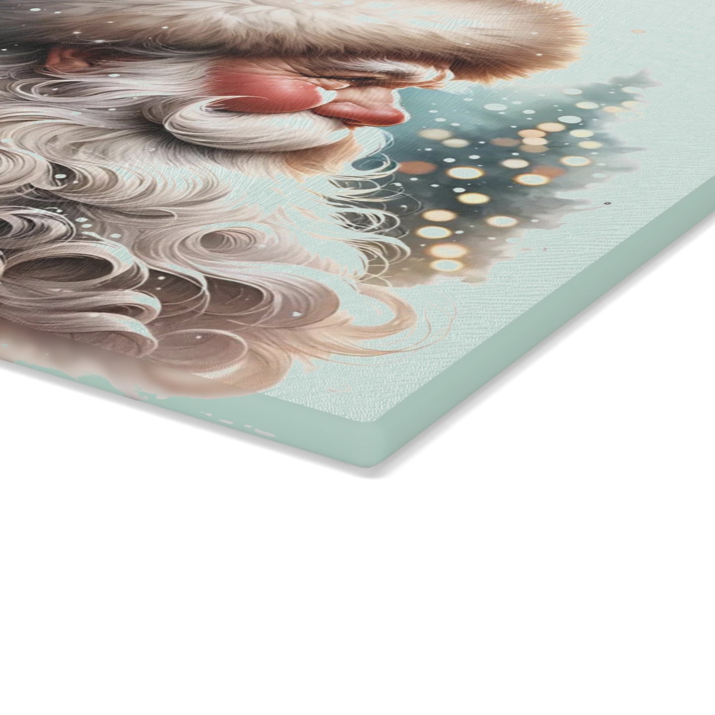 🎅✨ “Classic Santa Profile” Glass Cutting Board – Cozy Charm for Your Kitchen
