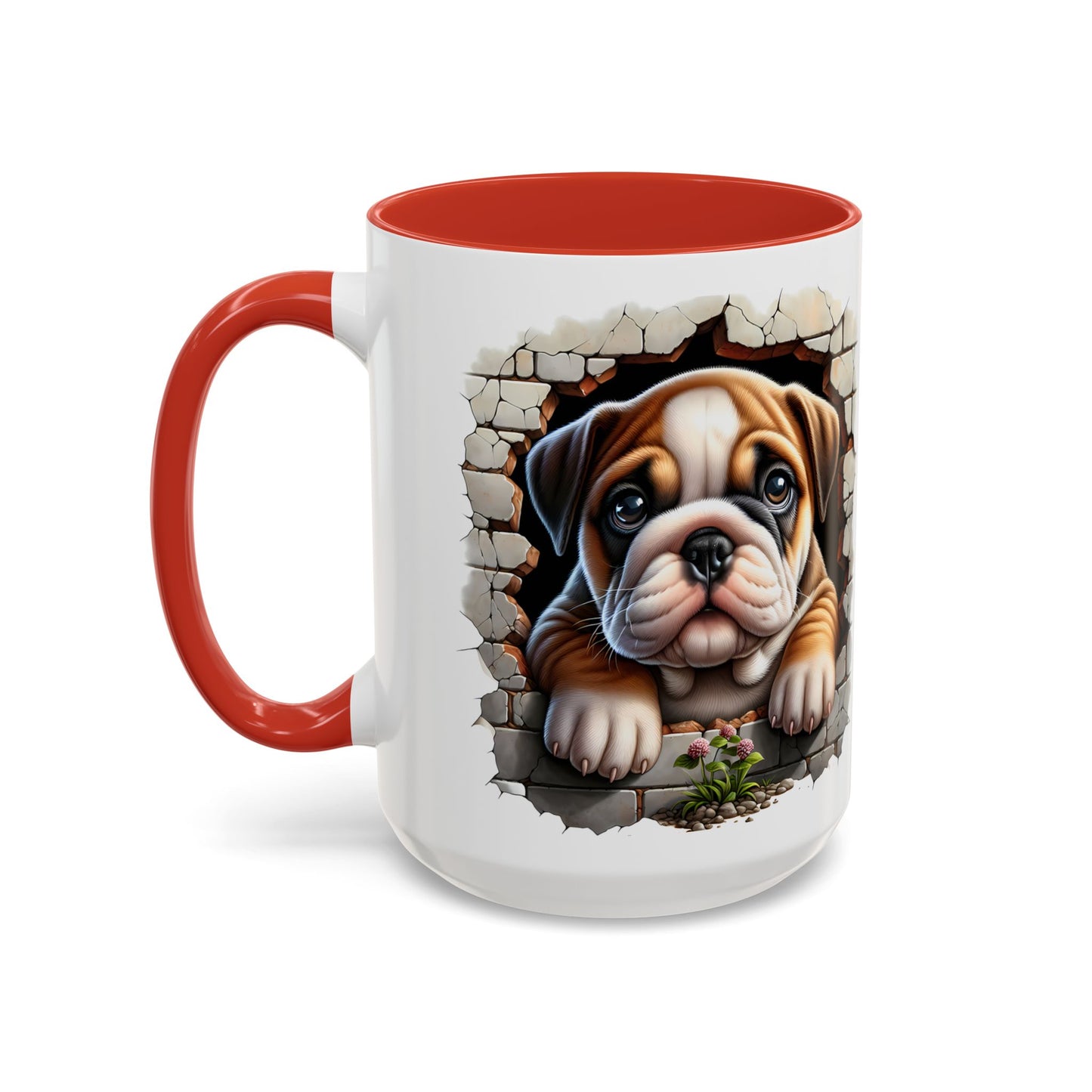 🎀🐶 English Bulldog Puppy Accent Mug – Cute Peek-Through Dog Design for Animal Lovers ☕💖