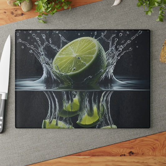 Tabla de cortar de vidrio con diseño de lima: un refrescante estilo cítrico para tu cocina