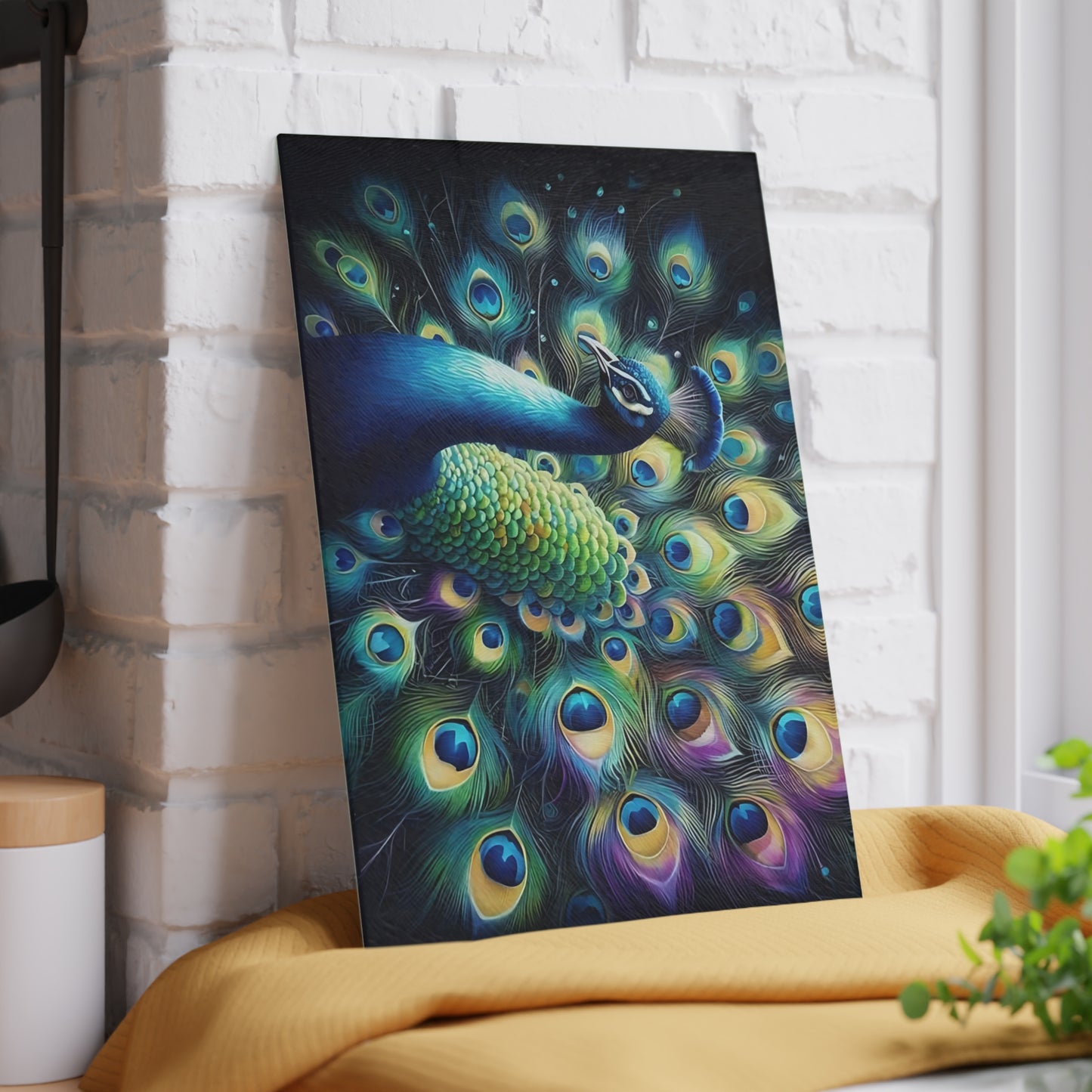 Peacock decor, butterfly decor, cutting board, kitchen decor, kitchen art, serving board, peacock gift, butterfly gift, floral cutting board