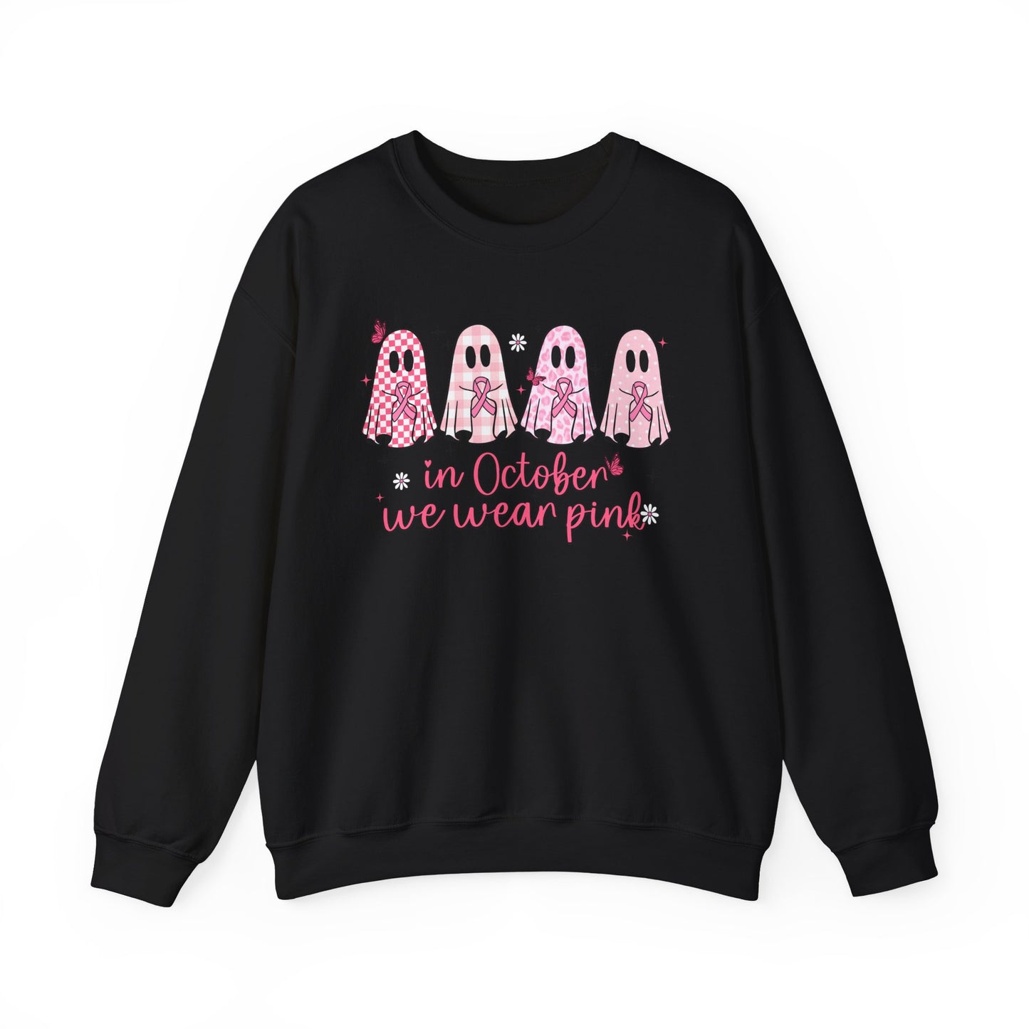 🎀👻 In October We Wear Pink Sweatshirt – Breast Cancer Awareness Halloween Ghosts