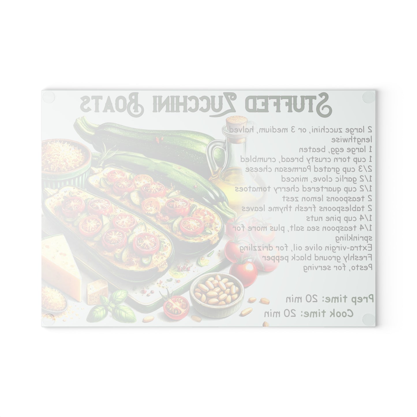 🥒 Stuffed Zucchini Boats – Fresh and Fun Kitchen Cutting Board