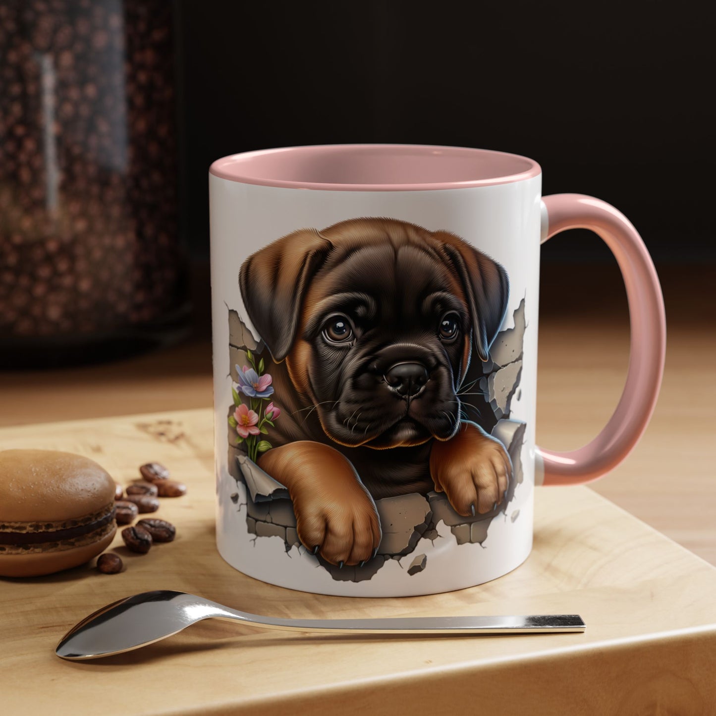 🧡 Boxer Puppy Accent Mug – Adorable Peek-Through Cup for Dog Lovers