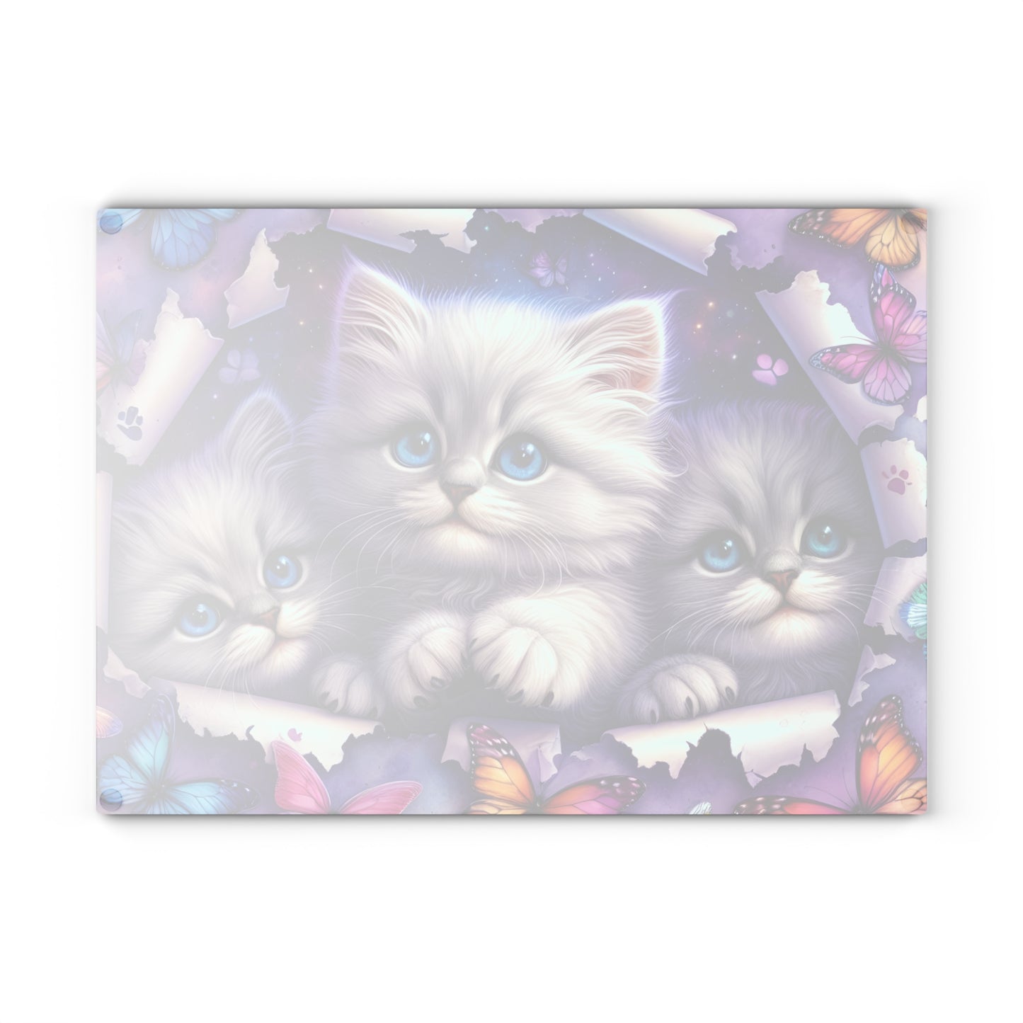 🐱 Blue-Eyed Kittens & Butterflies Cutting Board – Whimsical Charm for Your Kitchen 🦋