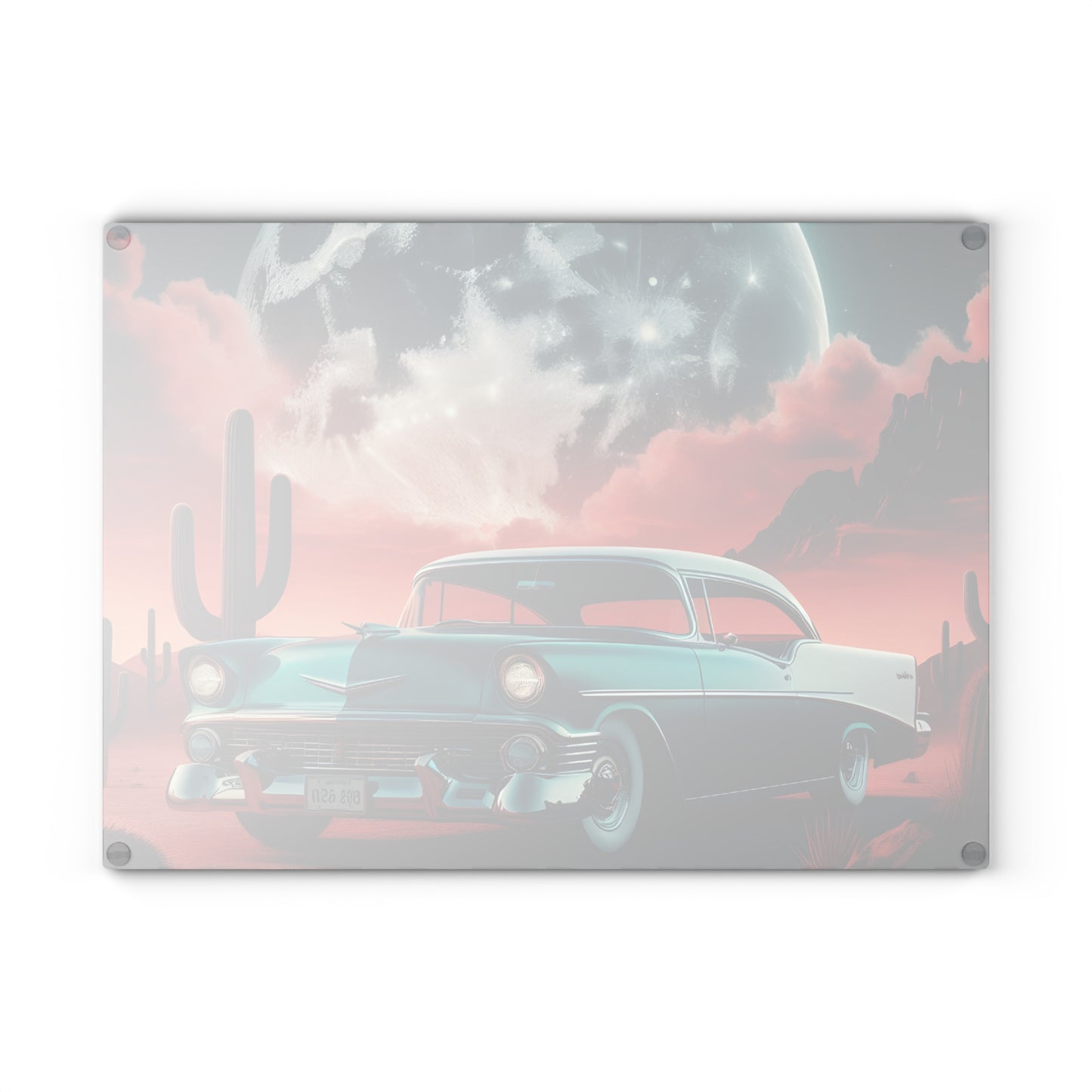 🌵 Retro Desert Night Car Cutting Board – Vintage Vibes for Your Kitchen 🚗