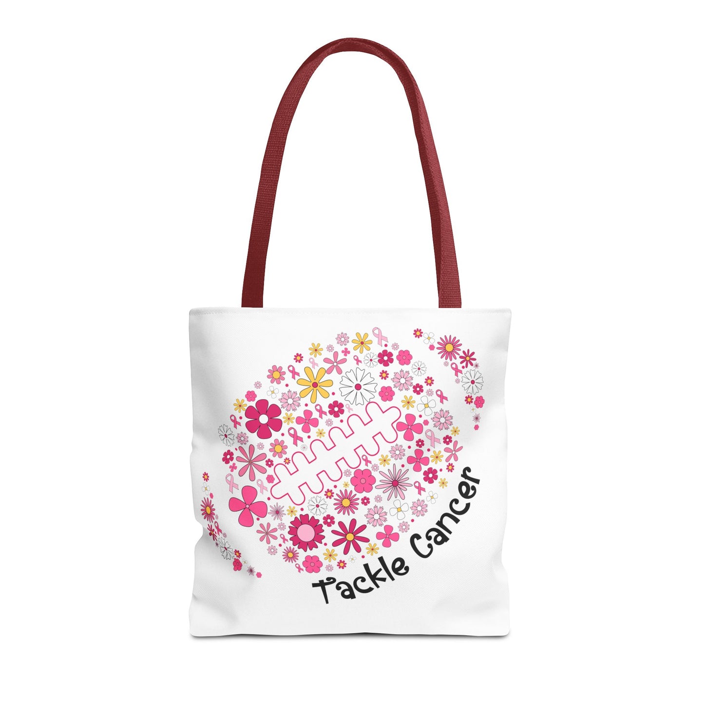 🌸 Pink Floral Football Tote Bag – Game Day Meets Breast Cancer Awareness 🎀👜
