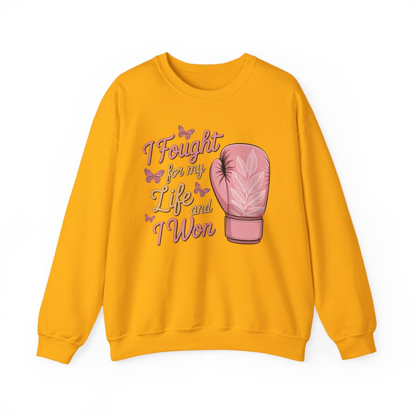 🥊🦋 I Fought for My Life and I Won Sweatshirt – Breast Cancer Survivor Crewneck