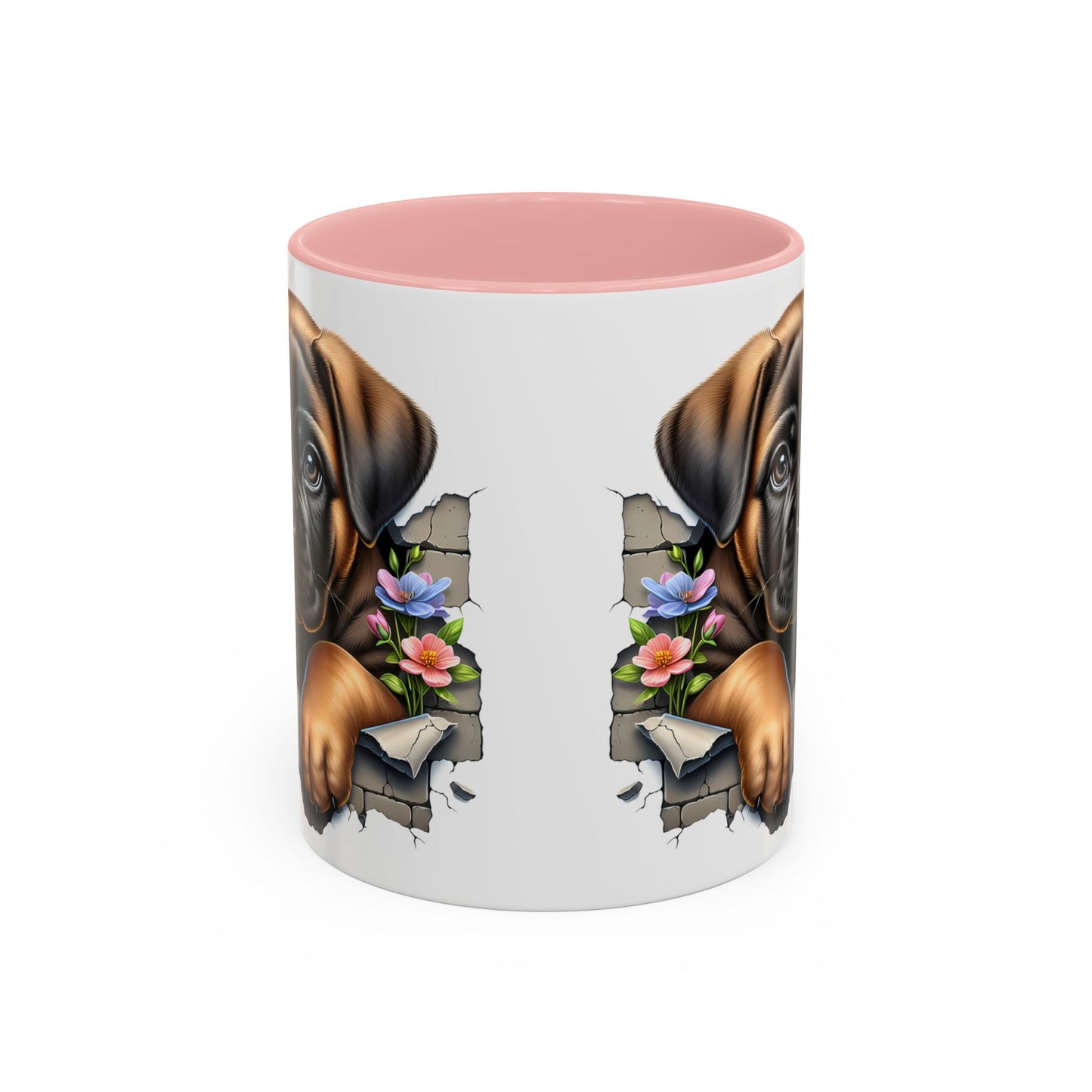 🧡 Boxer Puppy Accent Mug – Adorable Peek-Through Cup for Dog Lovers