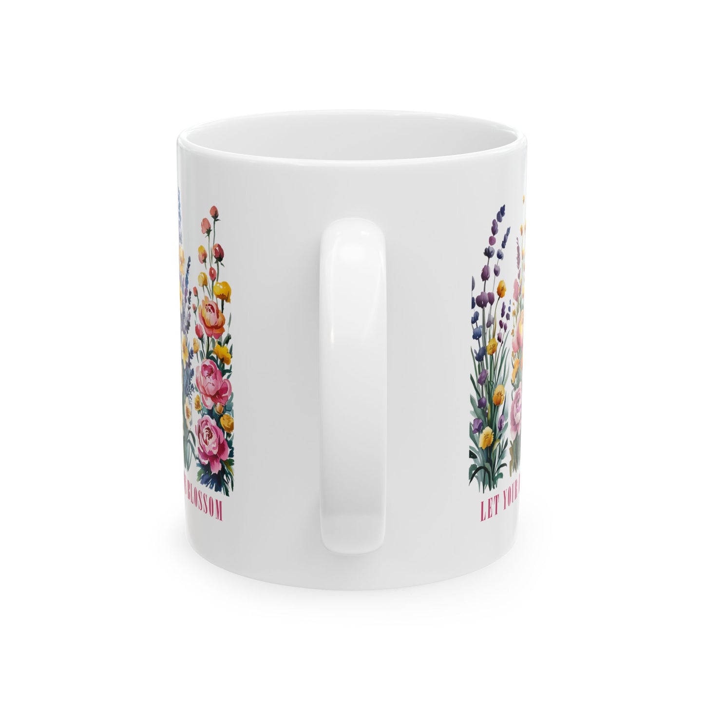 Taza floral “Deja que tus sueños florezcan”