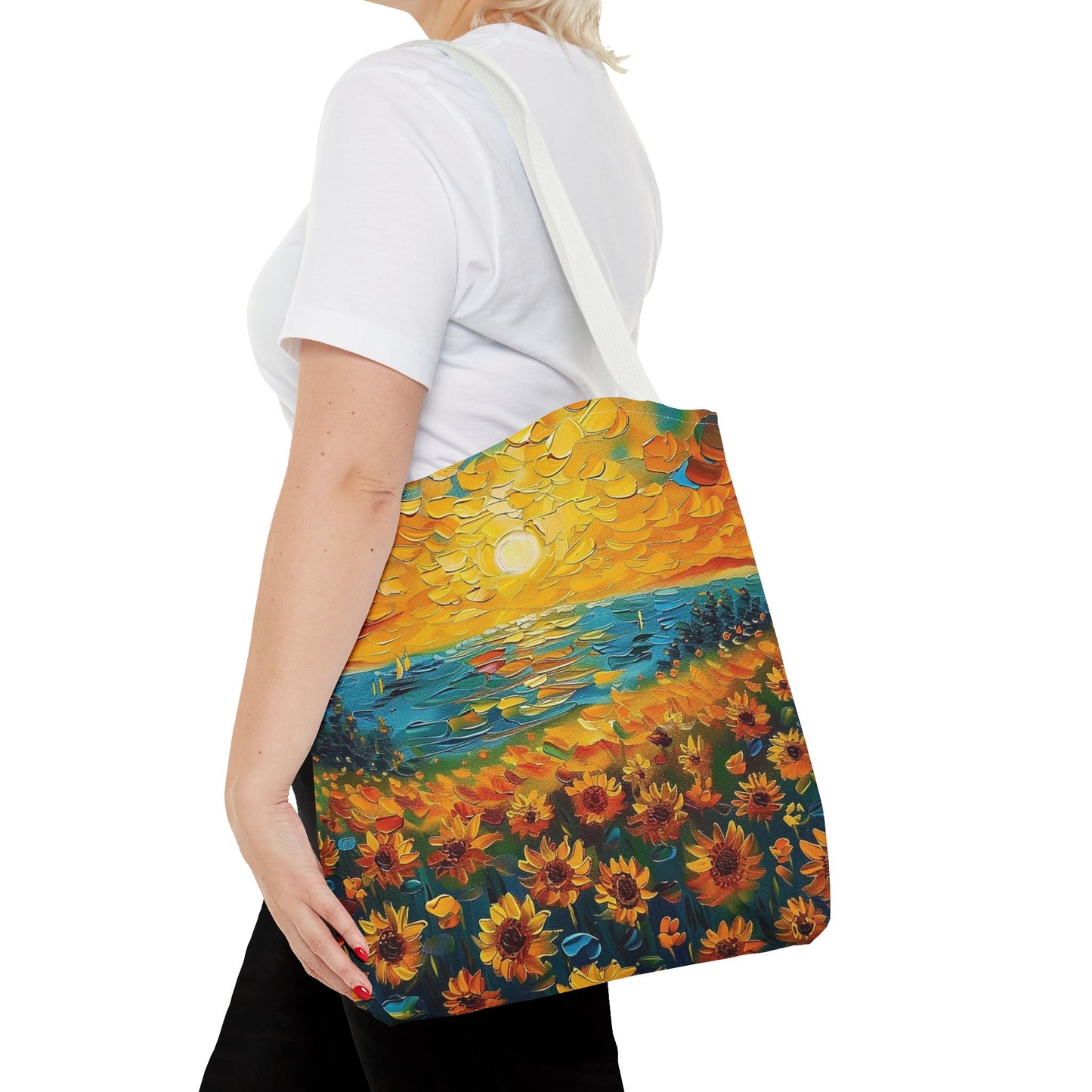 🌻 Girasoles al Atardecer – Bolso Tote Vibrante y Artístico 🌅