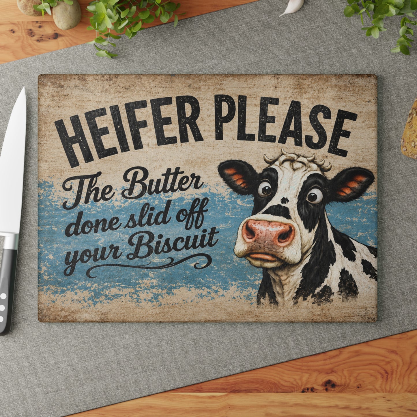 Heifer Please Glass Cutting Board – Funny Farmhouse Cow Kitchen Decor