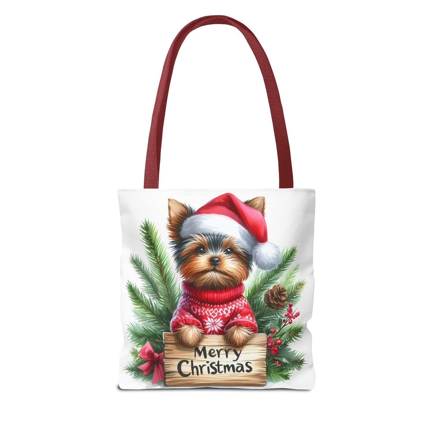 📦🐶 Yorkie Christmas Tote Bag – Tiny Terrier Holiday Charm in Every Carry 🎄