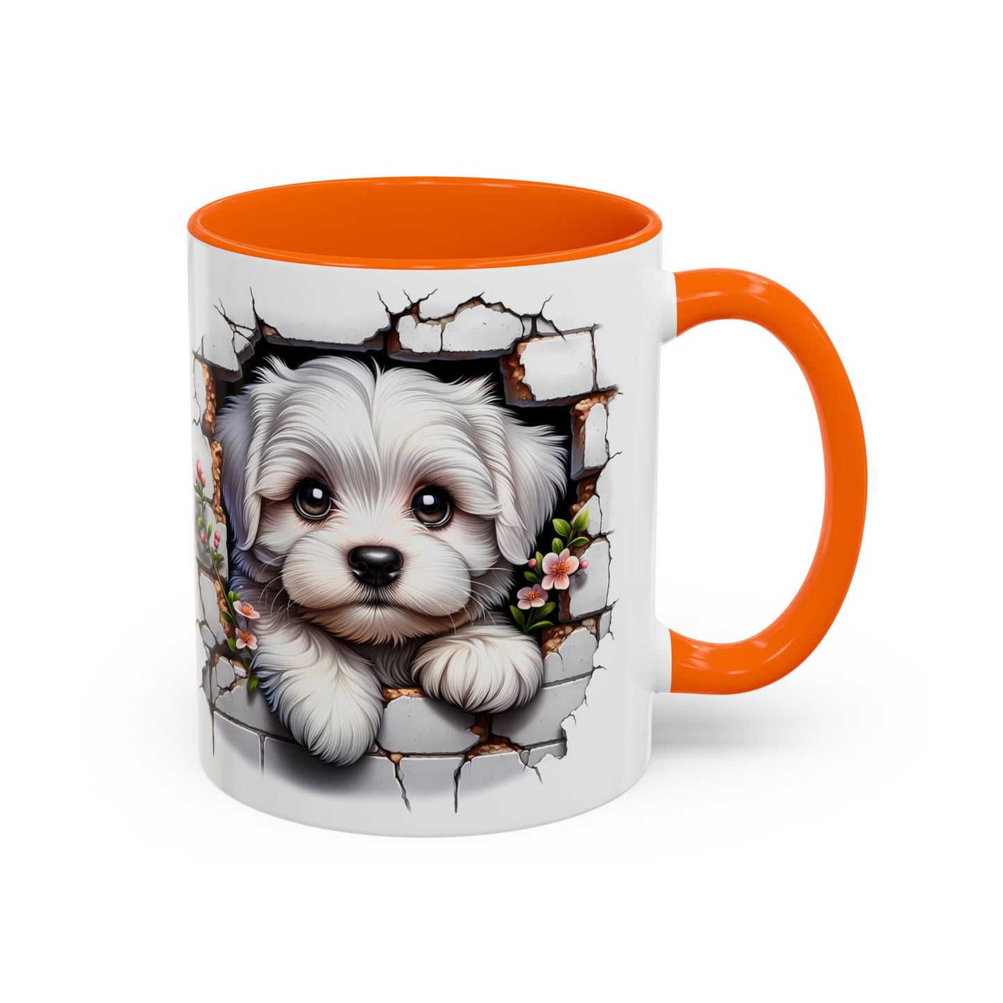 🎀🐶 Maltese Puppy Accent Mug – Cute Peek-Through Dog Design for Animal Lovers ☕💖