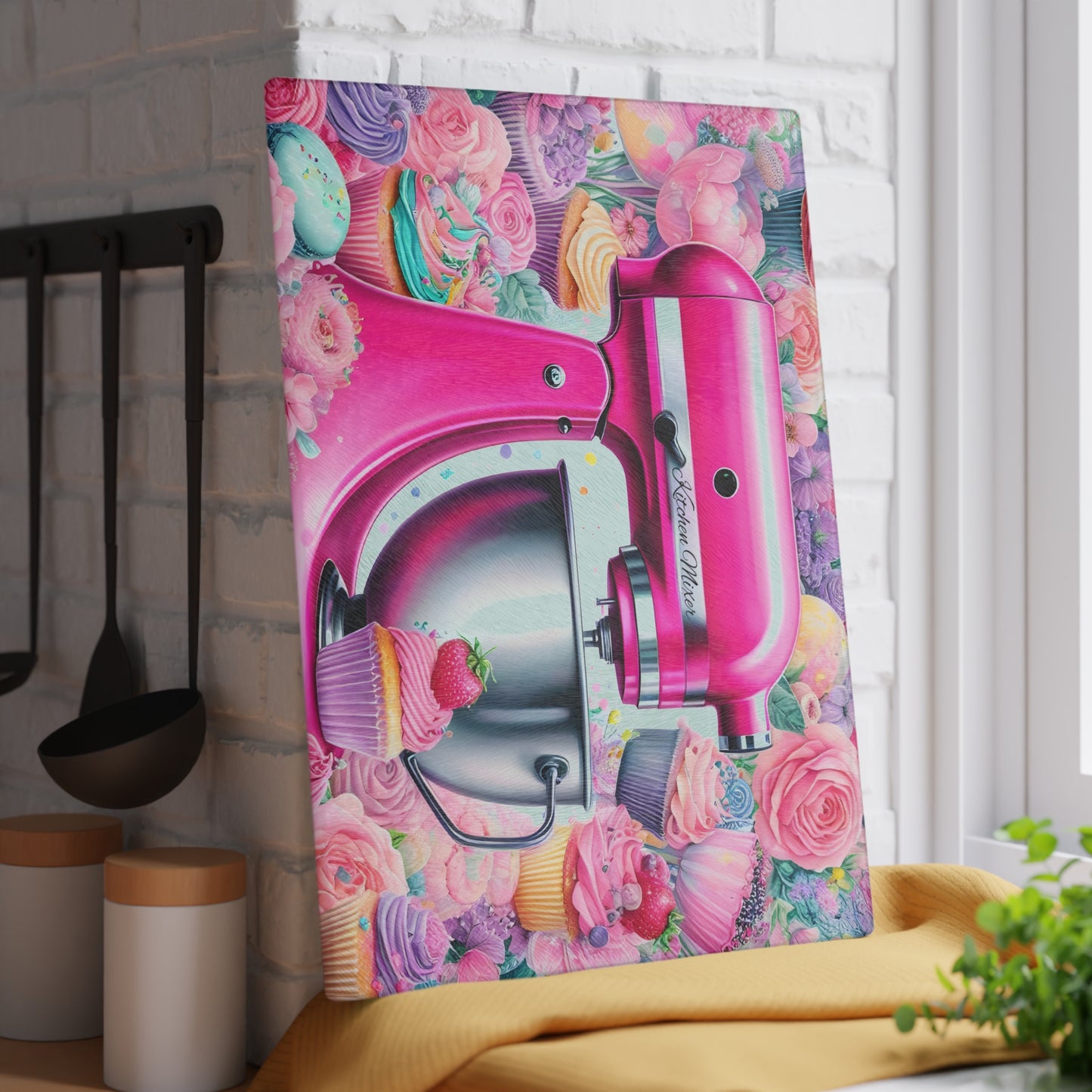 💖 Pink Kitchen Mixer Cutting Board – Sweet Baking Bliss for Your Kitchen 🍰