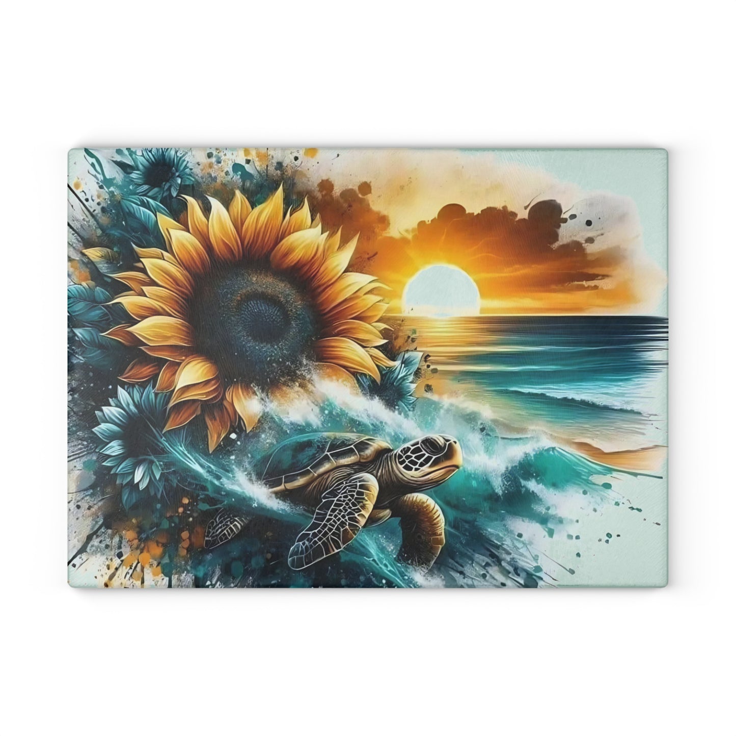 Sea Turtle Tempered Glass Cutting Board