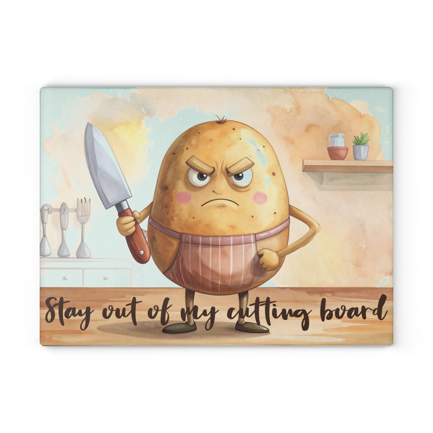 🥔 Stay Out of My Cutting Board – Funny Kitchen Humor for Your Home