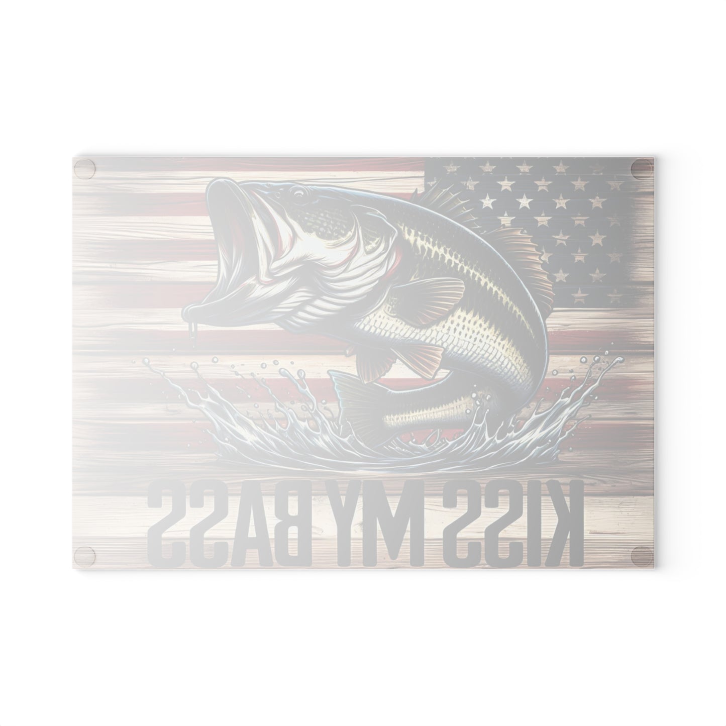 🎣Kiss My Bass Cutting Board – Patriotic Fishing Fun with Rustic American Flag 🪝🍺