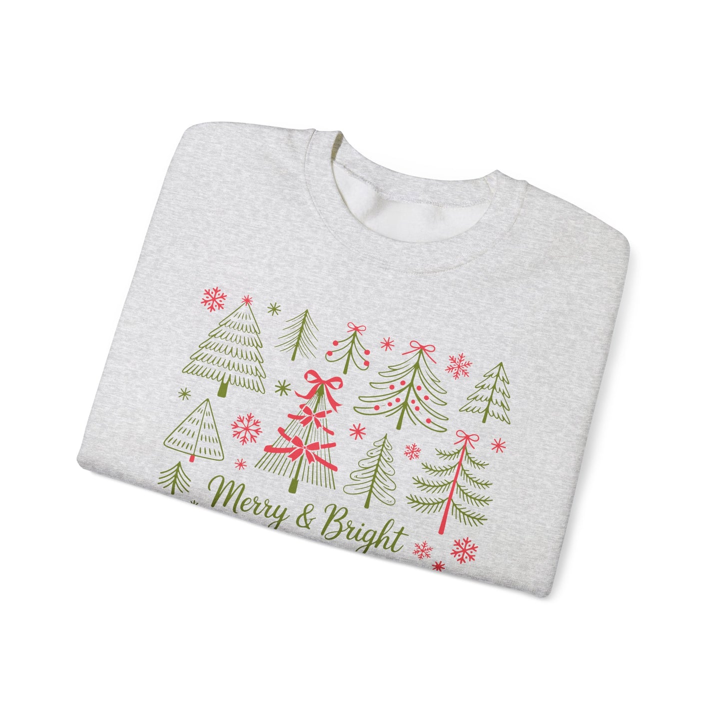 🎄✨ Merry & Bright Sweatshirt – Whimsical Holiday Forest Vibes