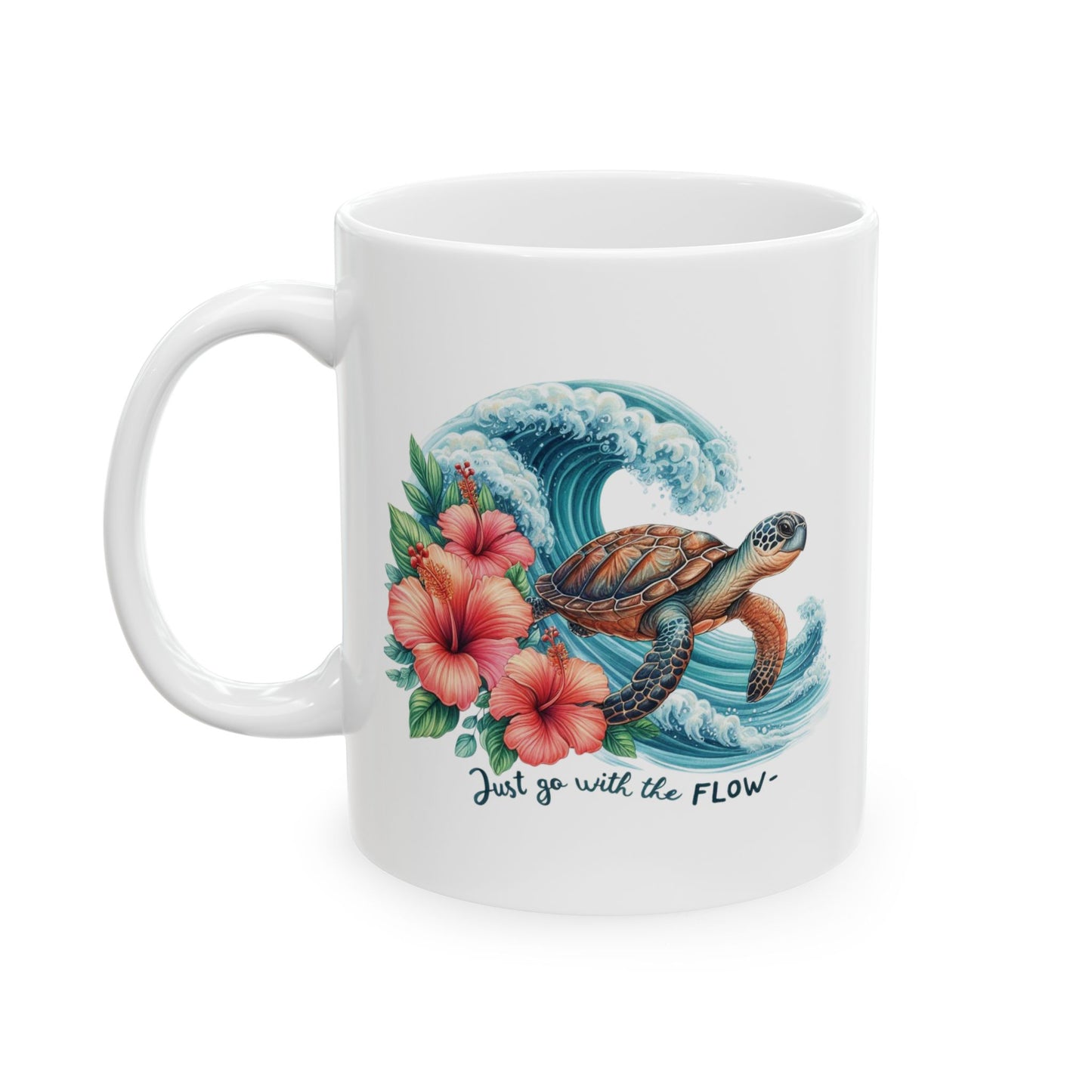 🌊 Just Go with the Flow – Beautiful Sea Turtle Coffee Mug for Ocean Lovers 🐢