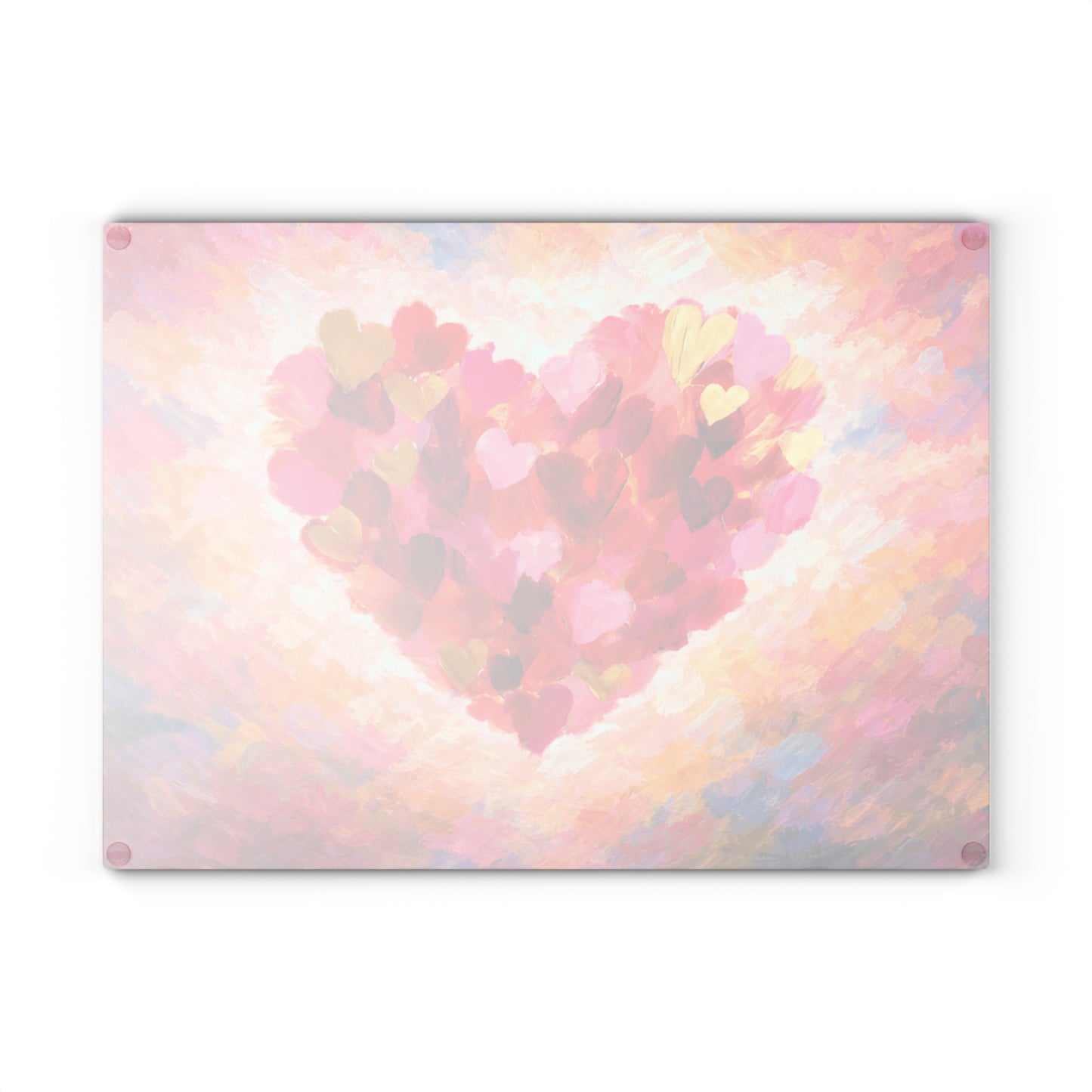 Abstract Heart Art Glass Cutting Board – Colorful Painted Love Kitchen Decor