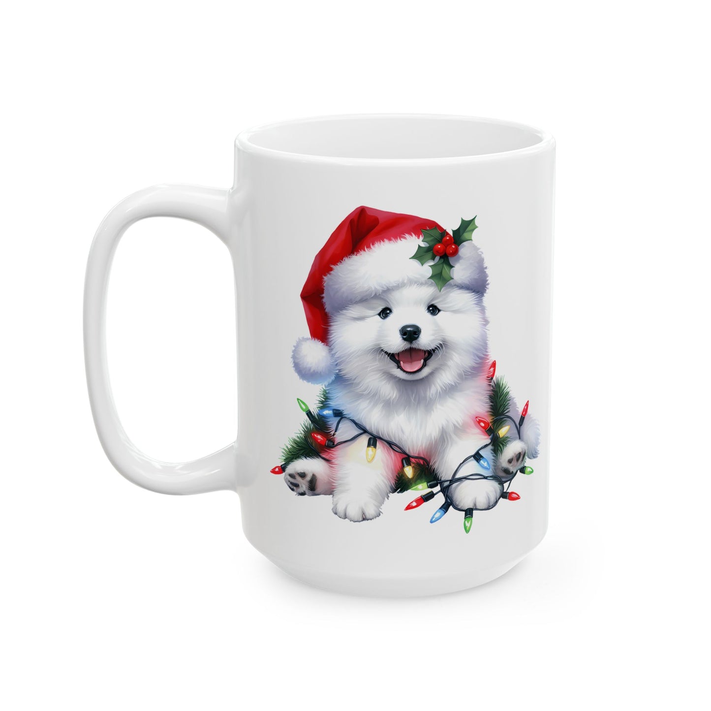 ☃️ American Eskimo Christmas Mug – Fluffy Holiday Cheer in a Santa Hat 🎄