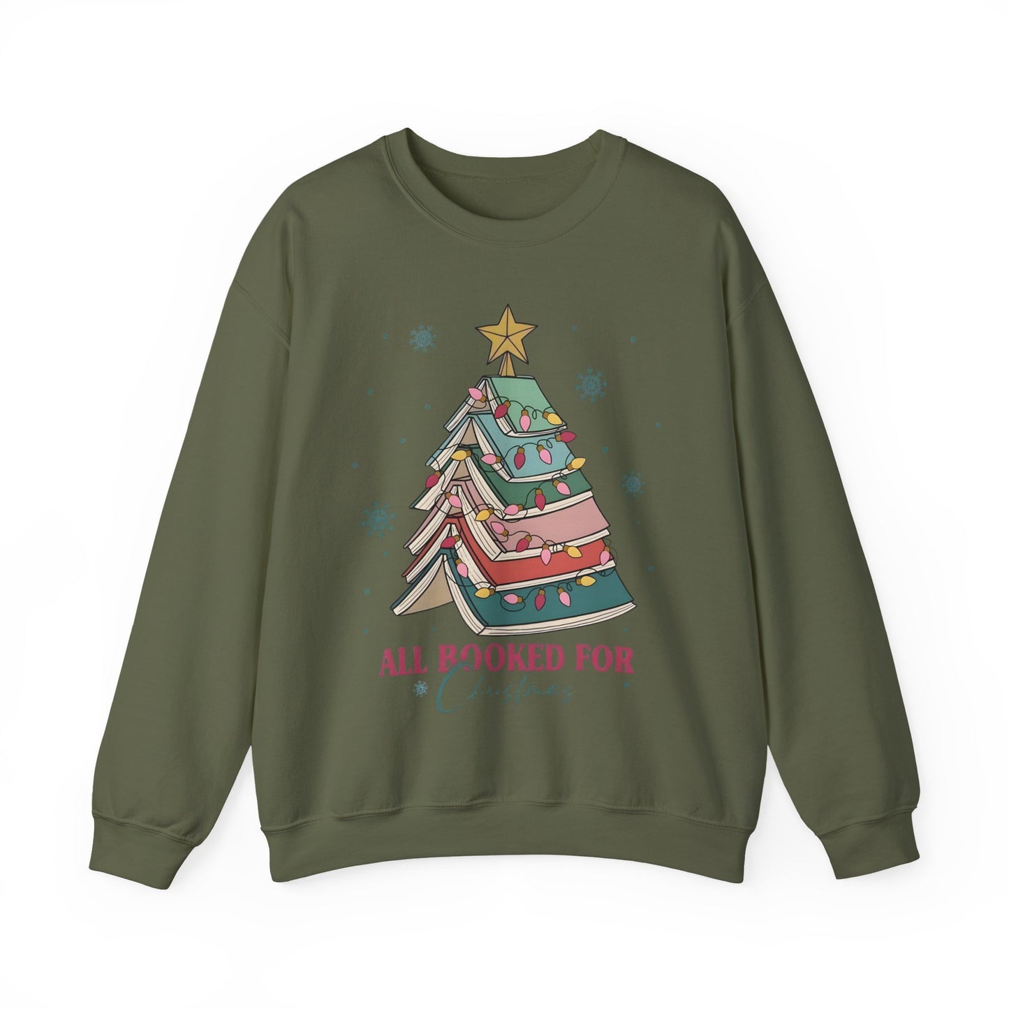 🎄📚 All Booked for Christmas Sweatshirt – Cozy Bookworm Holiday Vibes