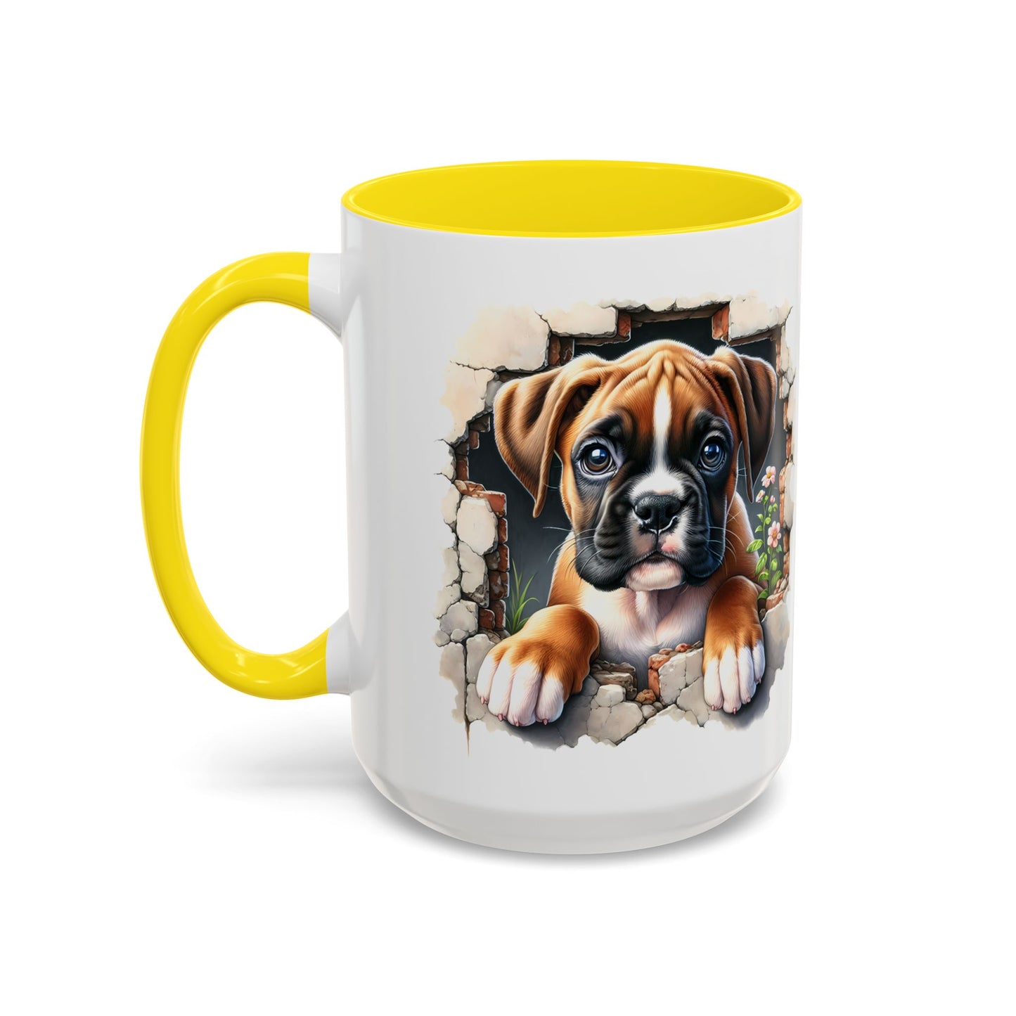 🐶☕ Boxer Puppy Peek Accent Mug – Adorable Dog Lover Gift ✨💛