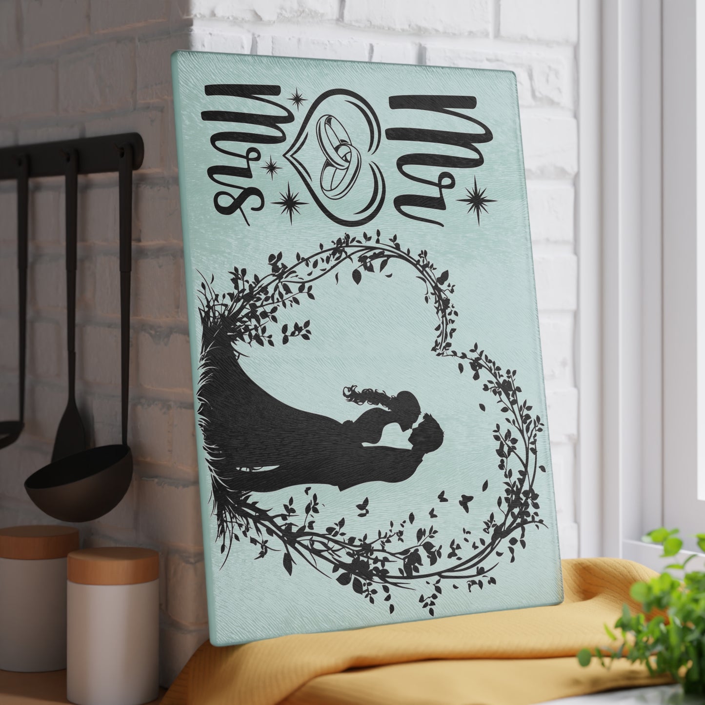 Tabla de cortar Mr &amp; Mrs Mint Romance: Amor encantado en cada detalle