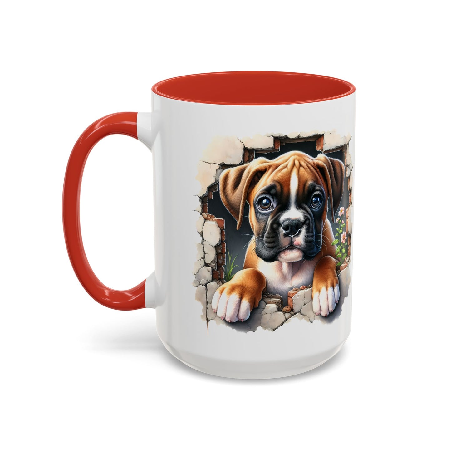 🐶☕ Boxer Puppy Peek Accent Mug – Adorable Dog Lover Gift ✨💛