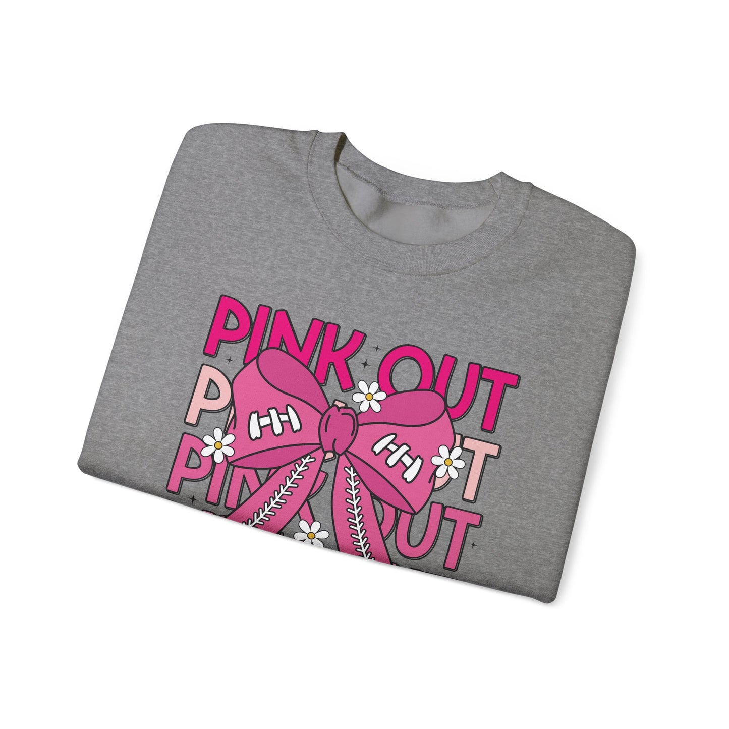 🎀🌸 Pink Out Sweatshirt – Cheer Bow Breast Cancer Awareness