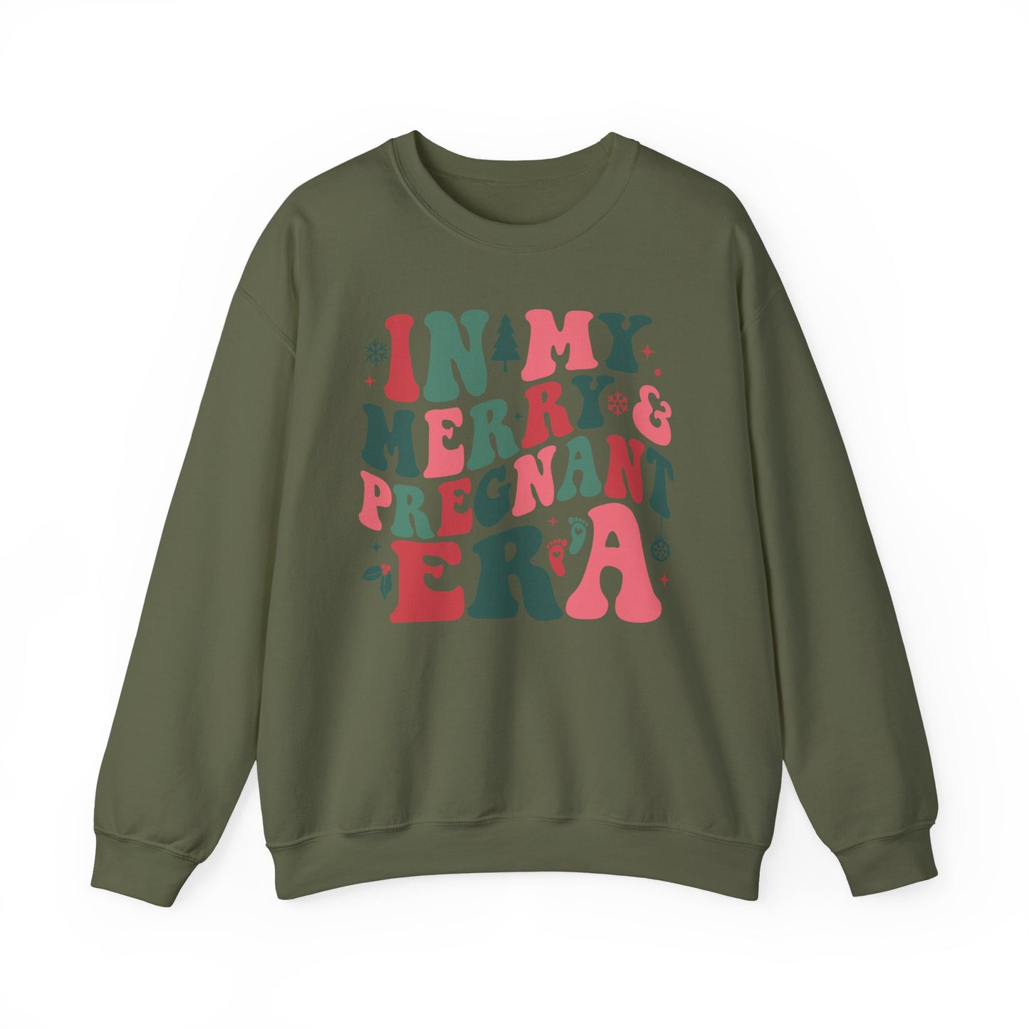 🤰🎄 In My Merry & Pregnant Era Christmas Sweatshirt – Cute Holiday Maternity Crewneck