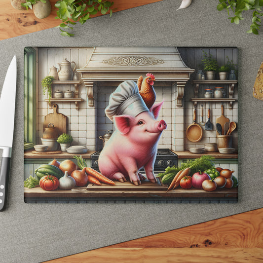 🐷 Farmhouse Chef Pig Cutting Board – Whimsy & Culinary Country Charm