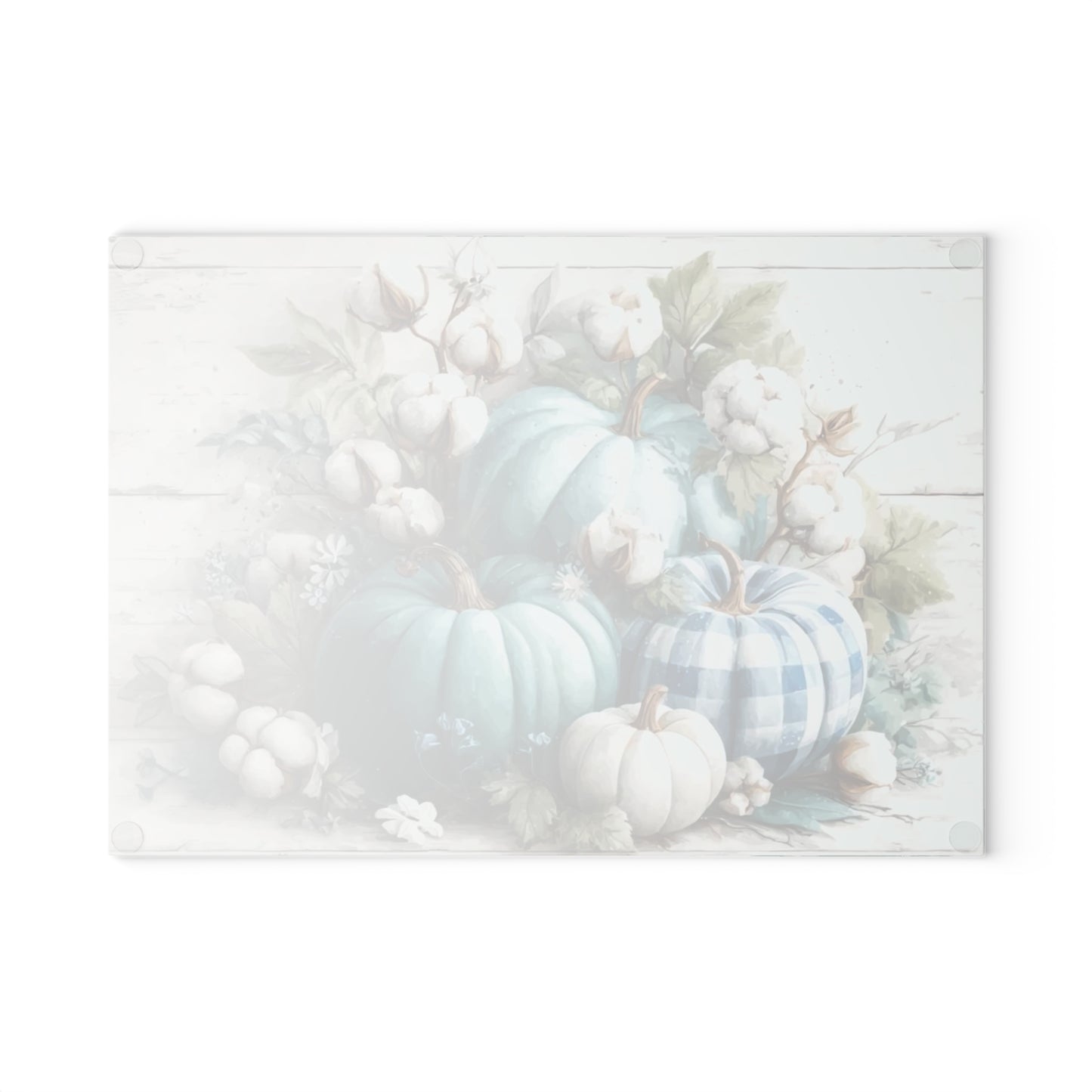 🎃🧵 “Teal Pumpkin Patch” Tempered Glass Board – Cozy Country Autumn