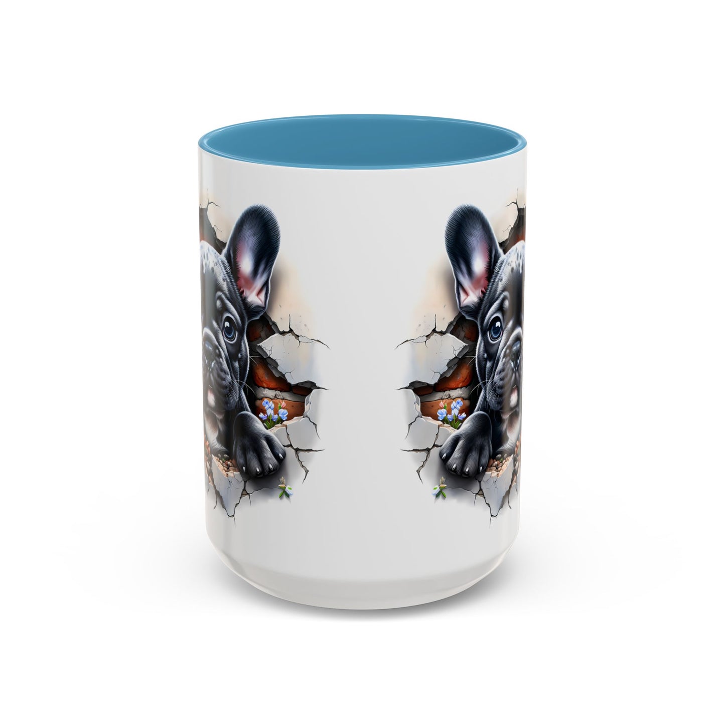 🐾🖤 Black French Bulldog Puppy Accent Mug – Cute Peek-Through Cup for Dog Lovers ☕✨