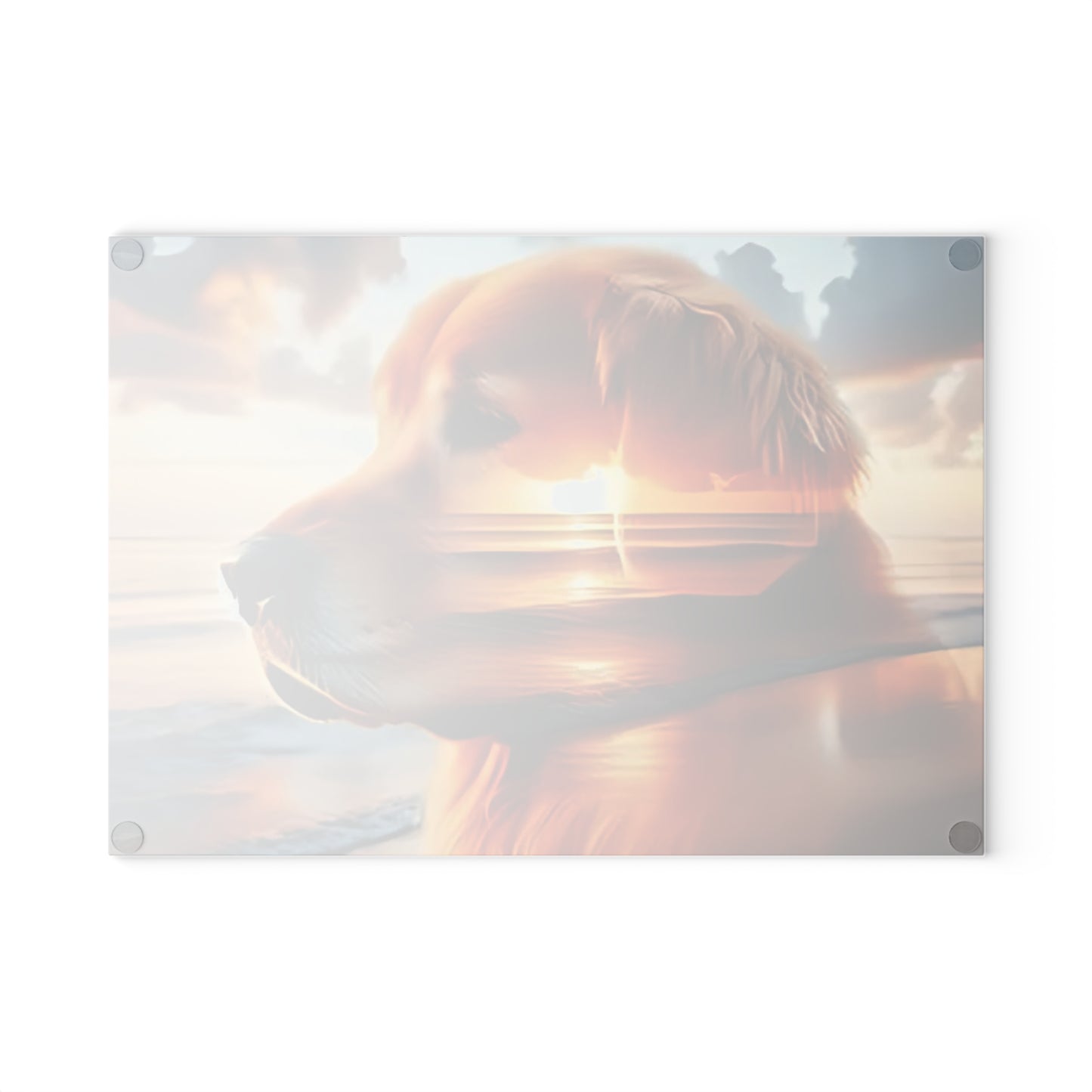 🌅🐕 Golden Retriever Sunset Cutting Board – Coastal Serenity Meets Canine Love 🐾✨