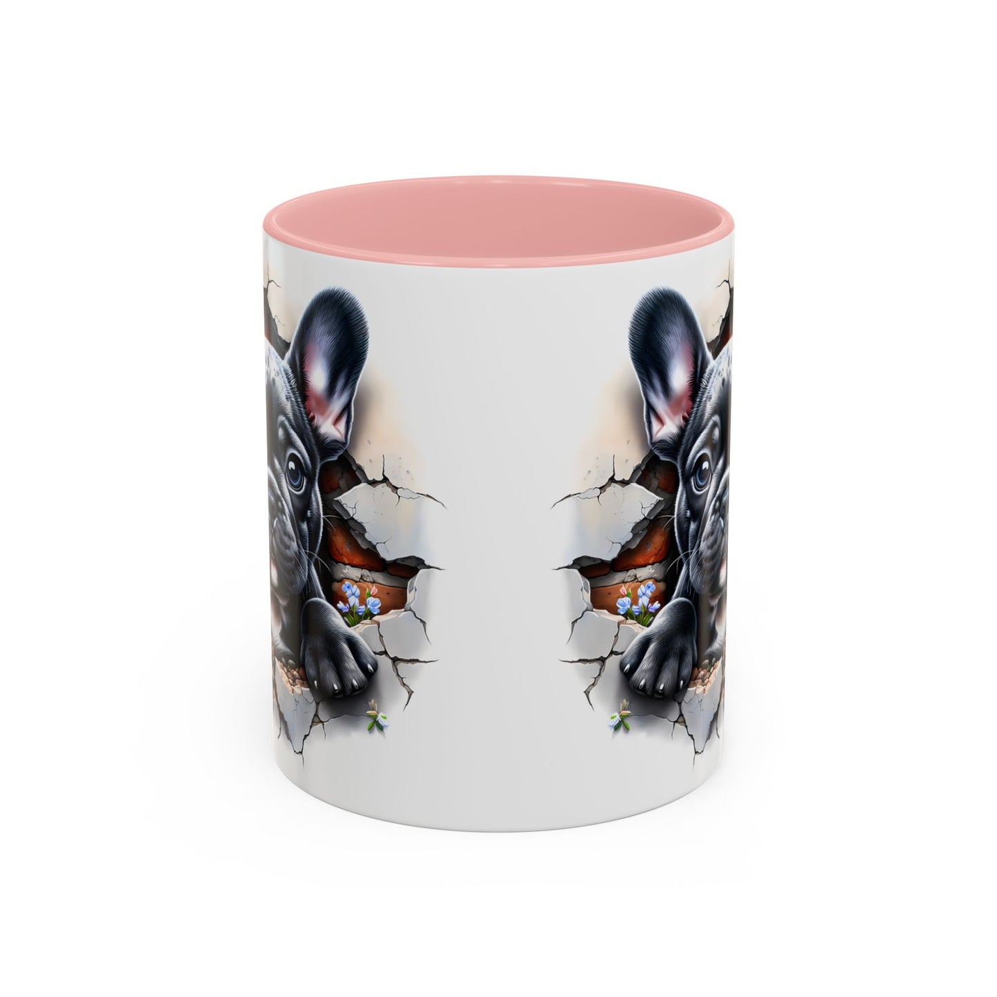 🐾🖤 Black French Bulldog Puppy Accent Mug – Cute Peek-Through Cup for Dog Lovers ☕✨