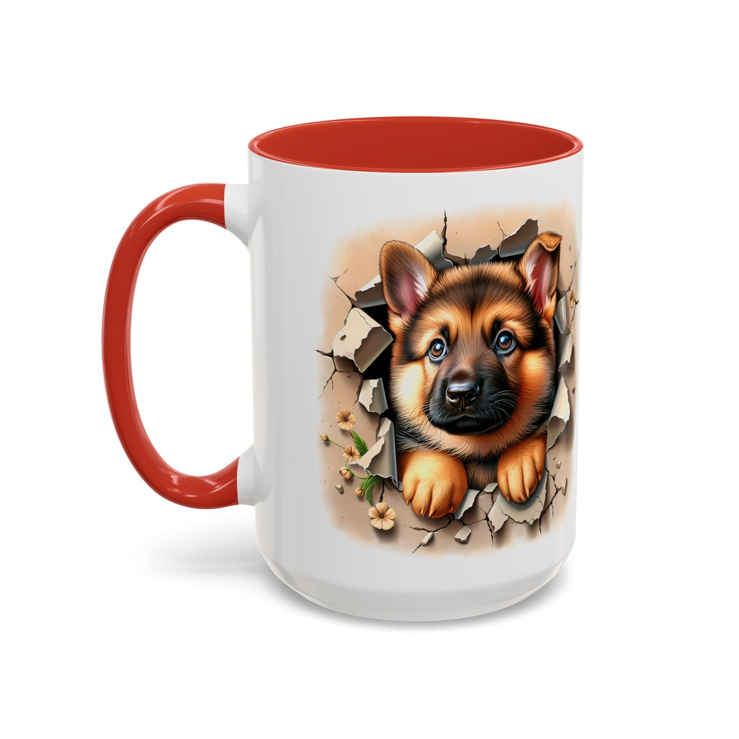 🐾☕ German Shepherd Puppy Peek Accent Mug – Loyal Pup Lover Gift ✨🖤