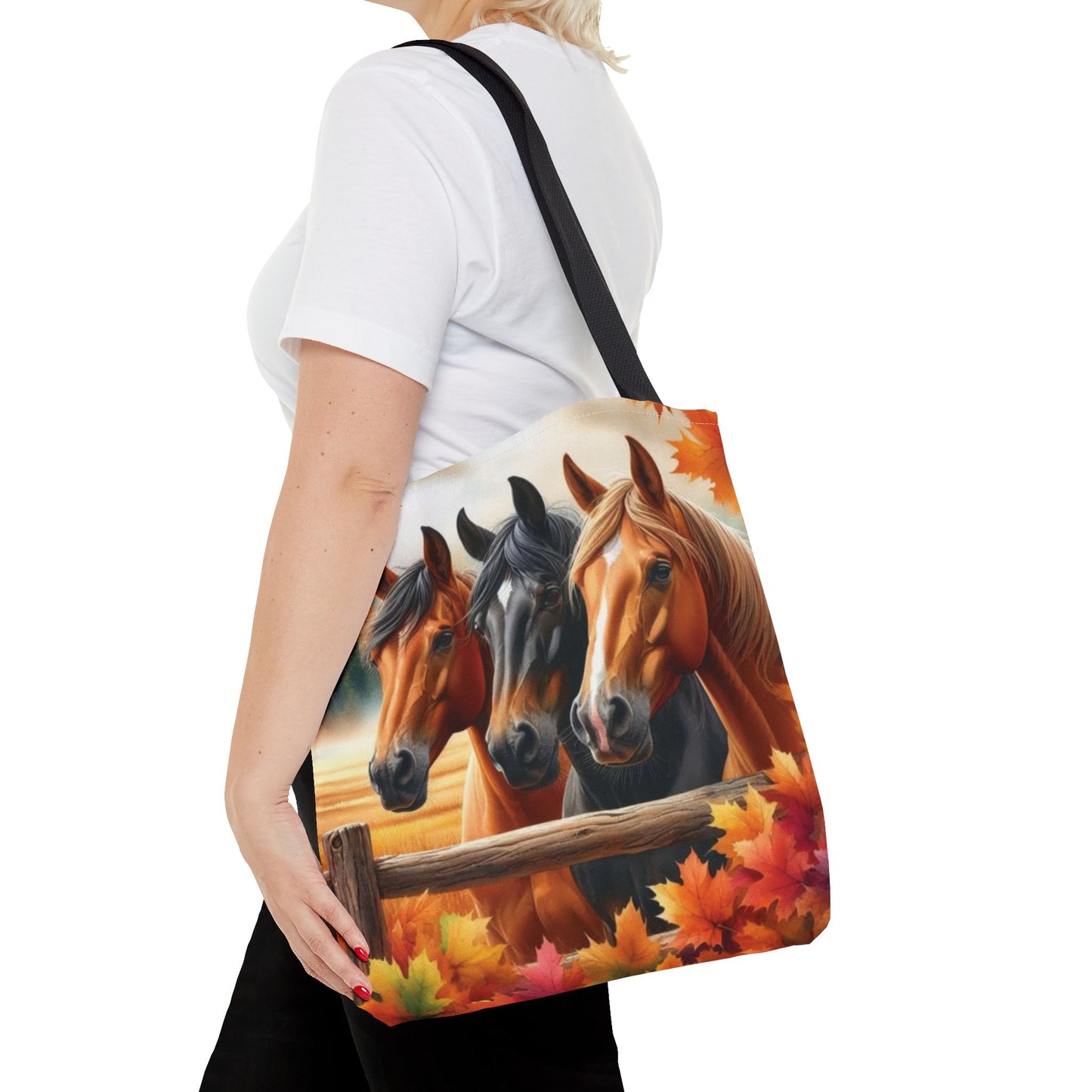 🐴 Autumn Horse Trio Tote Bag – Rustic, Stylish & Practical 🍂